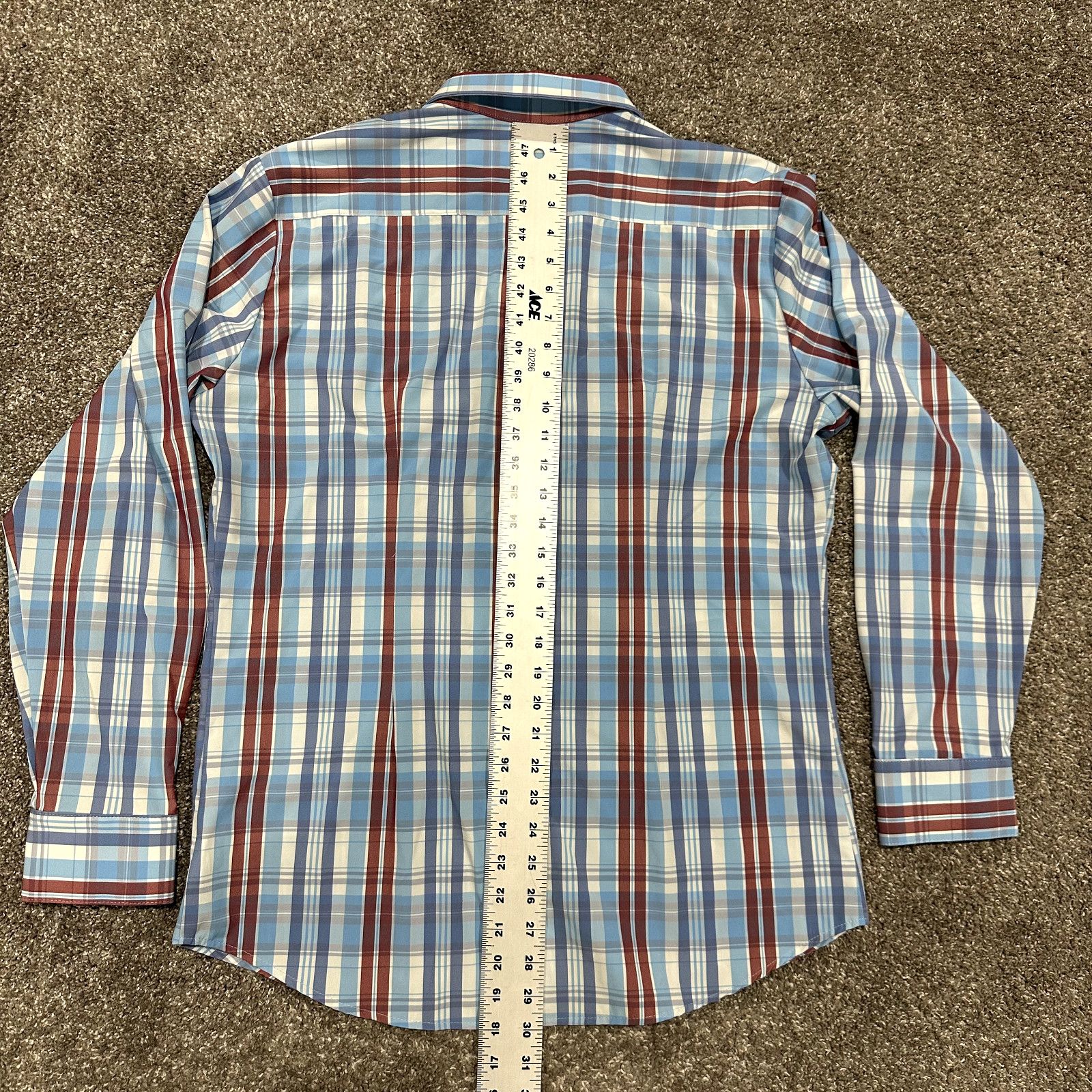 Mizzen+Main Mizzen+Main Shirt Mens Large Trim Fit Performance Blue Plaid Size US L / EU 52-54 / 3 - 7 Thumbnail