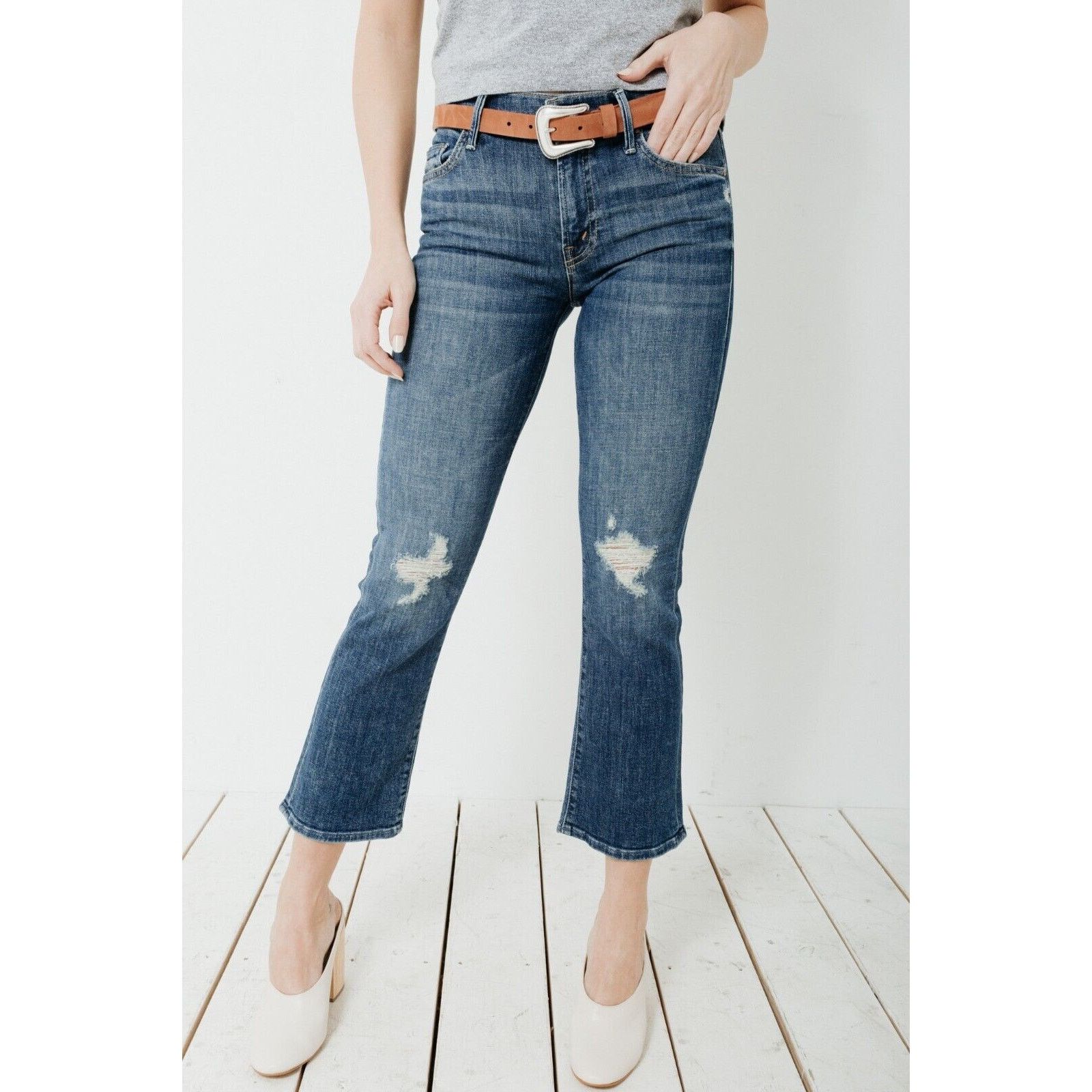 MOTHER Mother the Outsider Crop Jeans Crazy Like a Fox Wash Size 29 Size 29" - 1 Thumbnail
