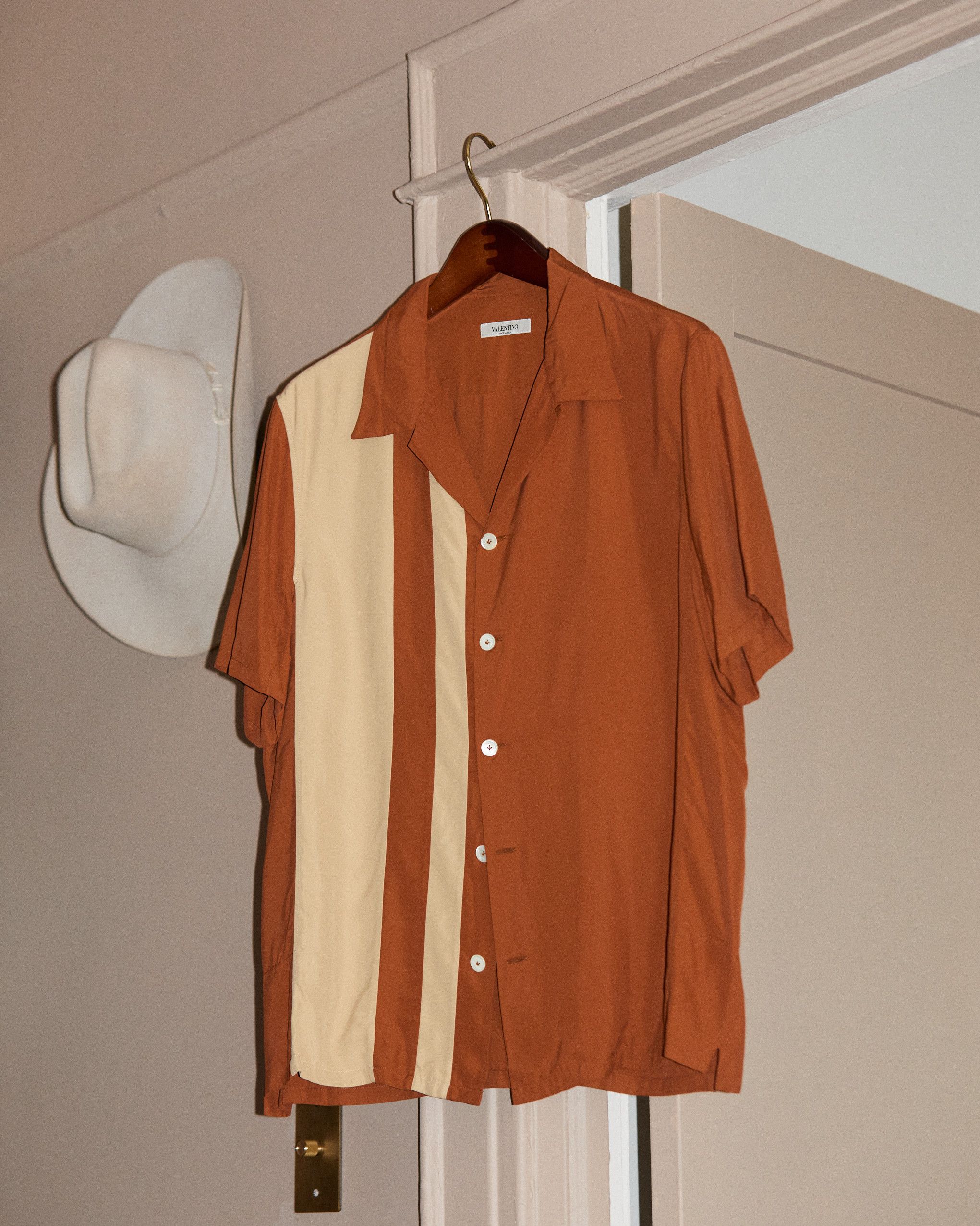 Valentino Valentino Rust/Beige Bowling Shirt Size US M / EU 48-50 / 2 - 1 Thumbnail