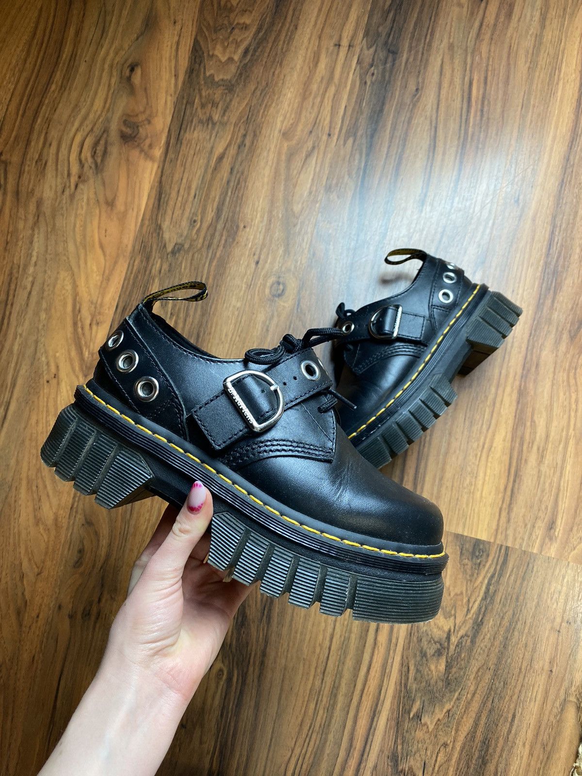 Dr. Martens × Vintage Dr. Martens AUDRICK HARDWARE LEATHER PLATFORM SHOES Size US 6.5 / IT 36.5 - 1 Thumbnail