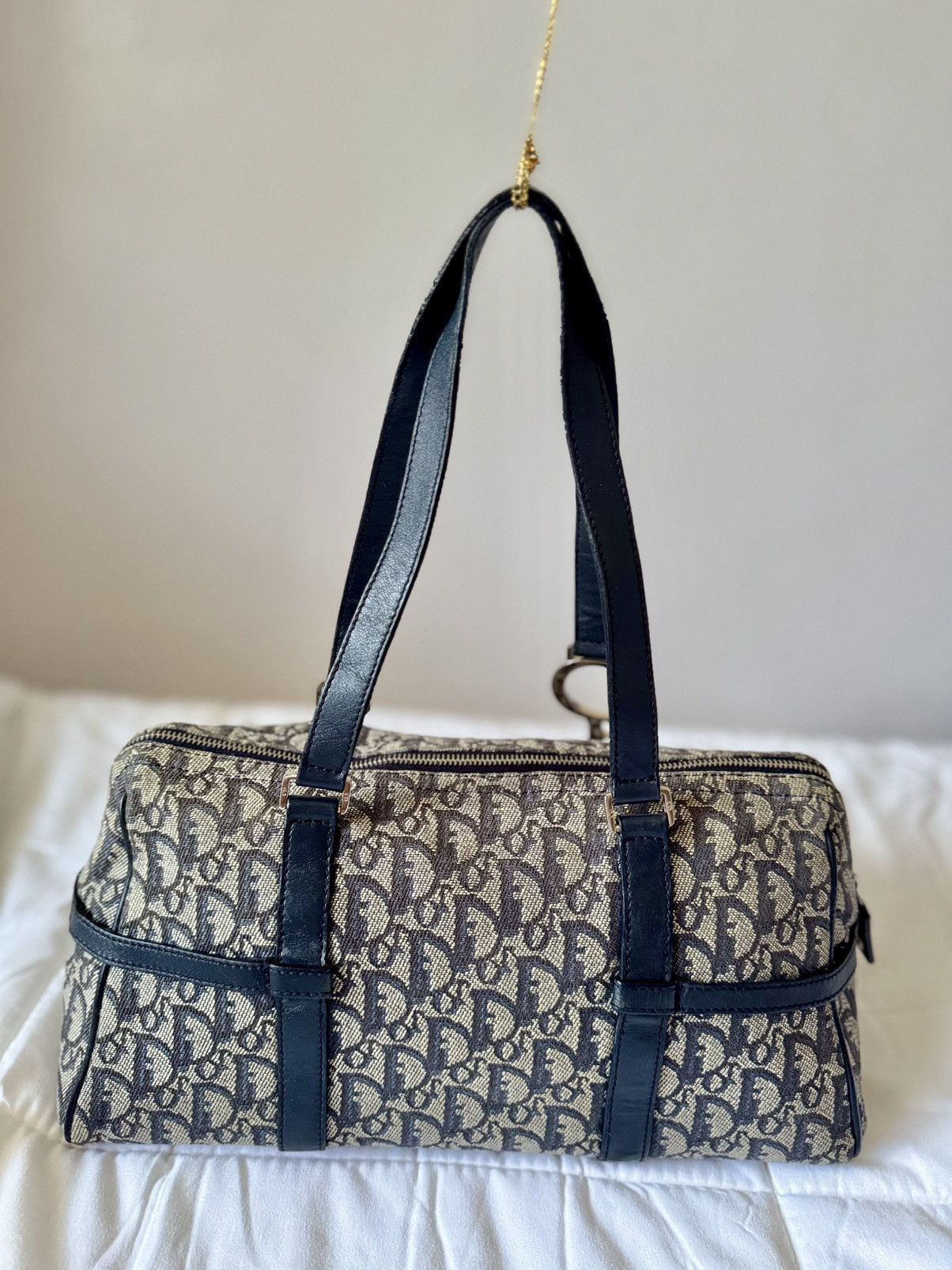 Christian Dior Monsieur × Dior × Vintage DIOR Navy Blue Diorissimo Trotter Charm Shoulder Duffle Bag Size ONE SIZE - 4 Thumbnail