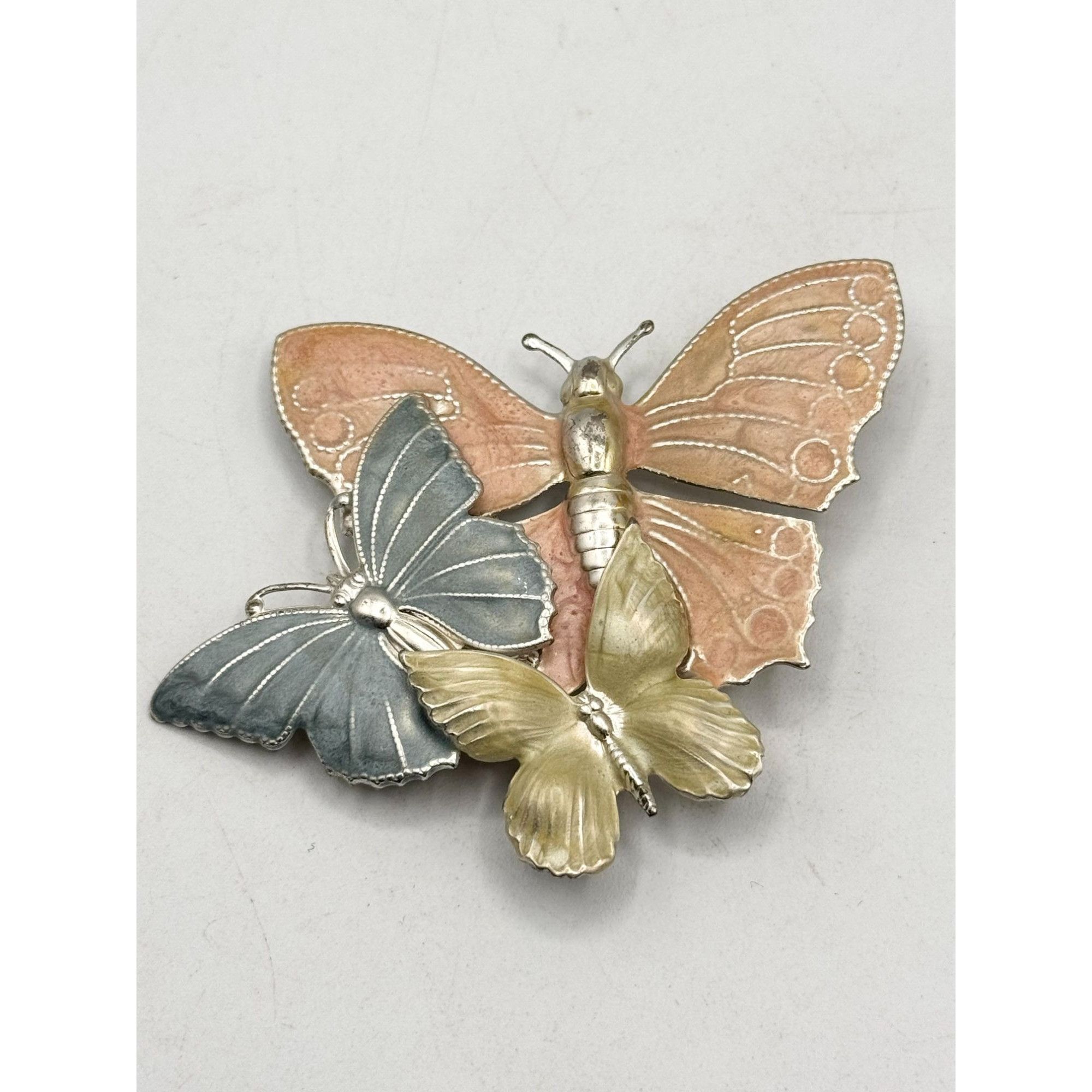 Vintage Enamel three butterfly butterflies brooch pin Size ONE SIZE - 2 Thumbnail