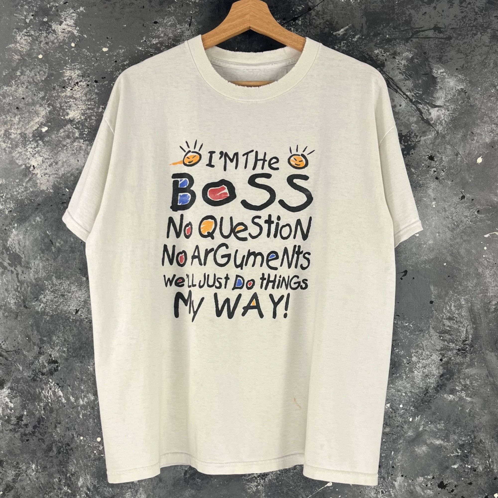 Vintage Vintage 90’s Humor script shirt Size US L / EU 52-54 / 3 - 1 Thumbnail