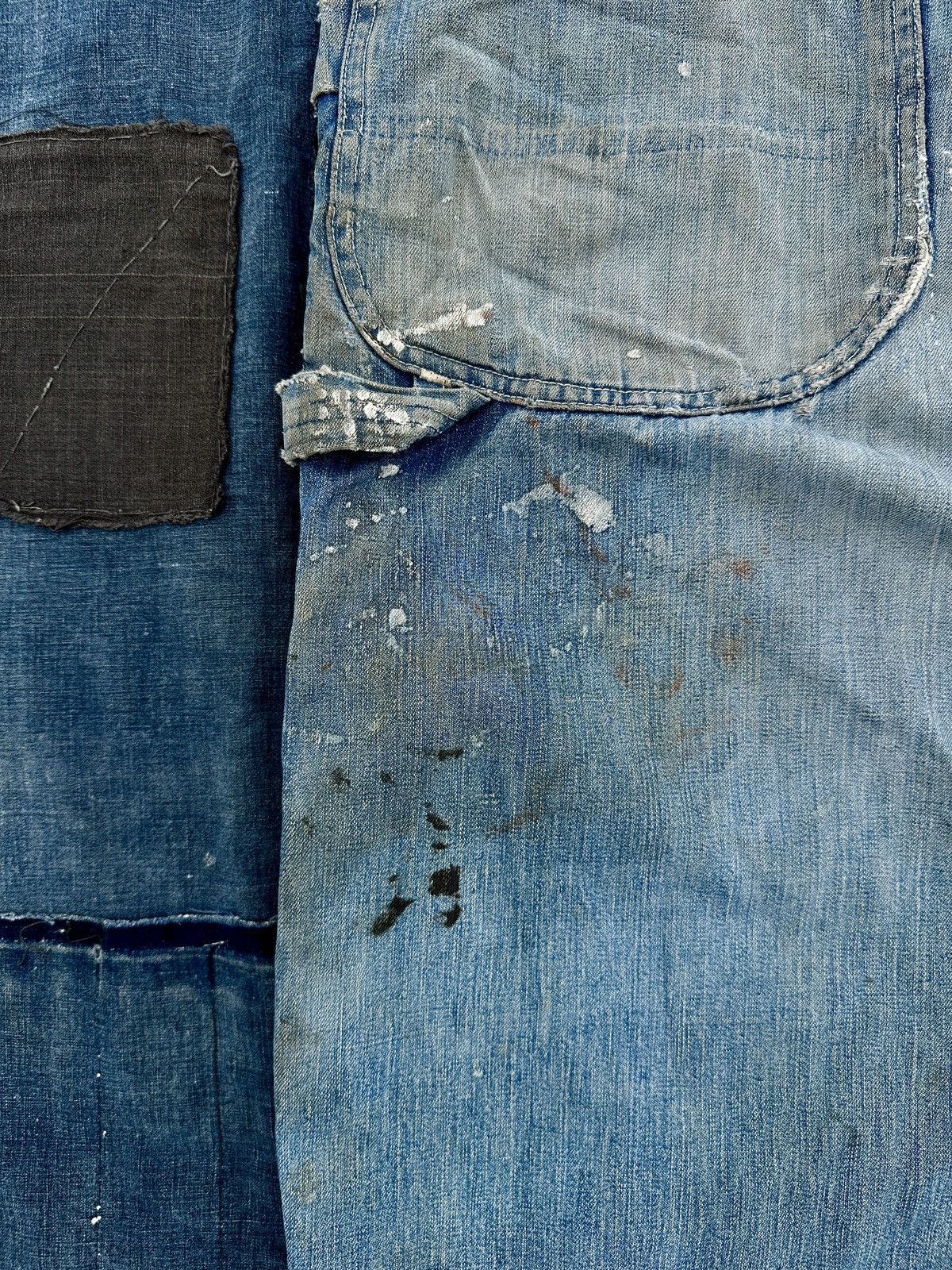 Lee 40s Trashed Union Sanforized Jelt Denim patchwork farmer bib Size US 38 / EU 54 - 15 Thumbnail
