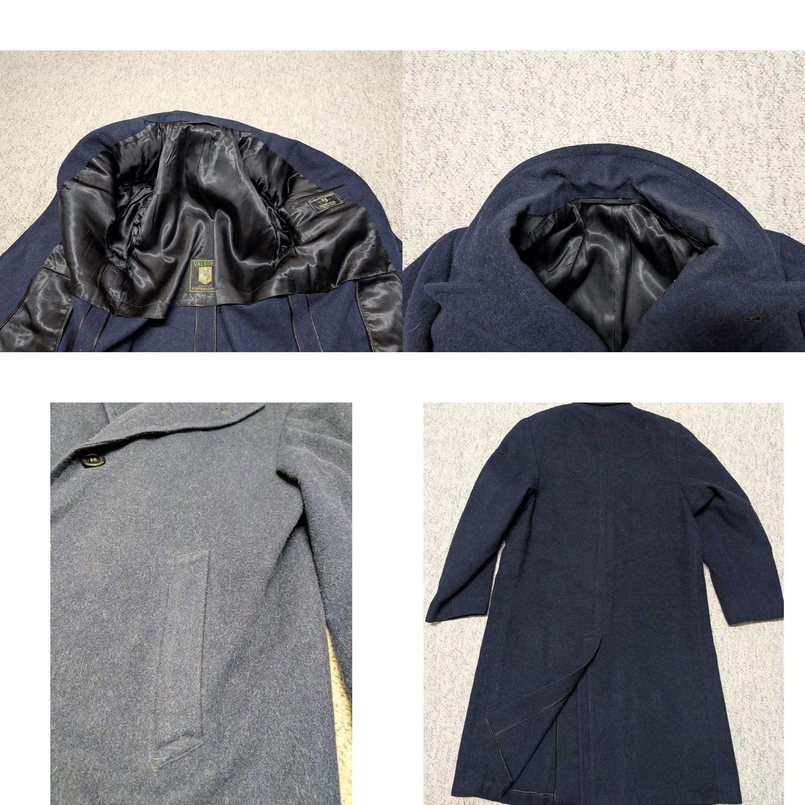 Vintage VINTAGE union made OVERCOAT blue wool peak lapel 38 S coat Mens 1940s VALGORA Size US S / EU 44-46 / 1 - 9 Thumbnail