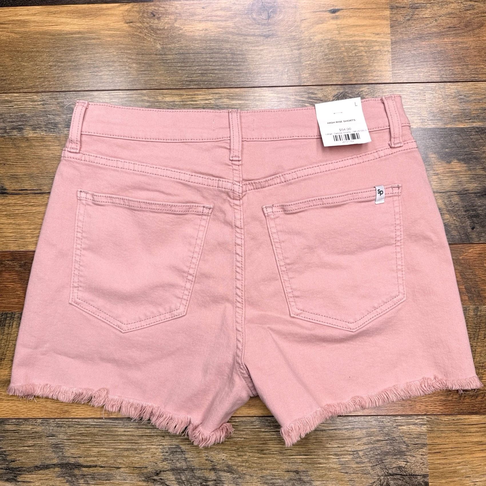 Vintage Sneak Peek Shorts Womens L Pink High Rise Denim Cut Off Size 36" / US 14 / IT 50 - 2 Thumbnail