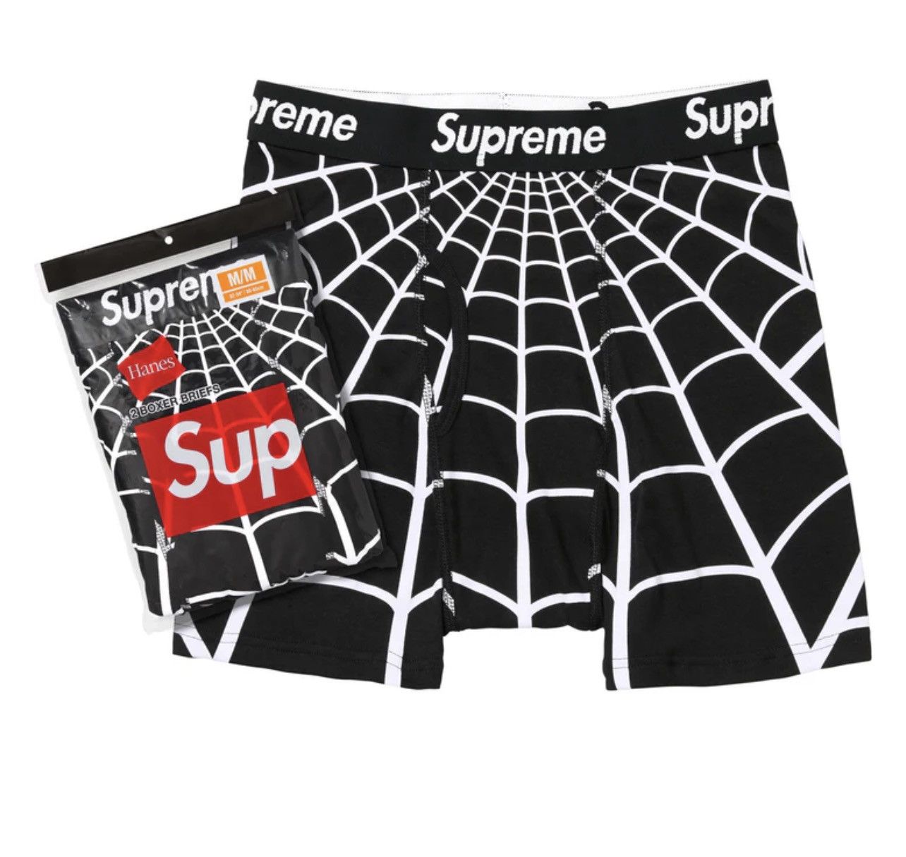 Supreme M Supreme x Marvel Spider-Man Web Boxer Briefs hanes Black Size US 32 / EU 48 - 2 Thumbnail