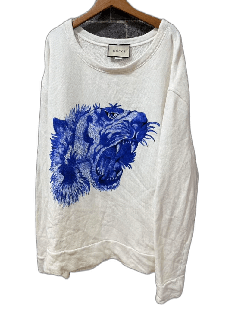 Gucci GUCCI White Long Sleeve Sweatshirt with Tiger Size US XXL / EU 58 / 5 - 1 Thumbnail