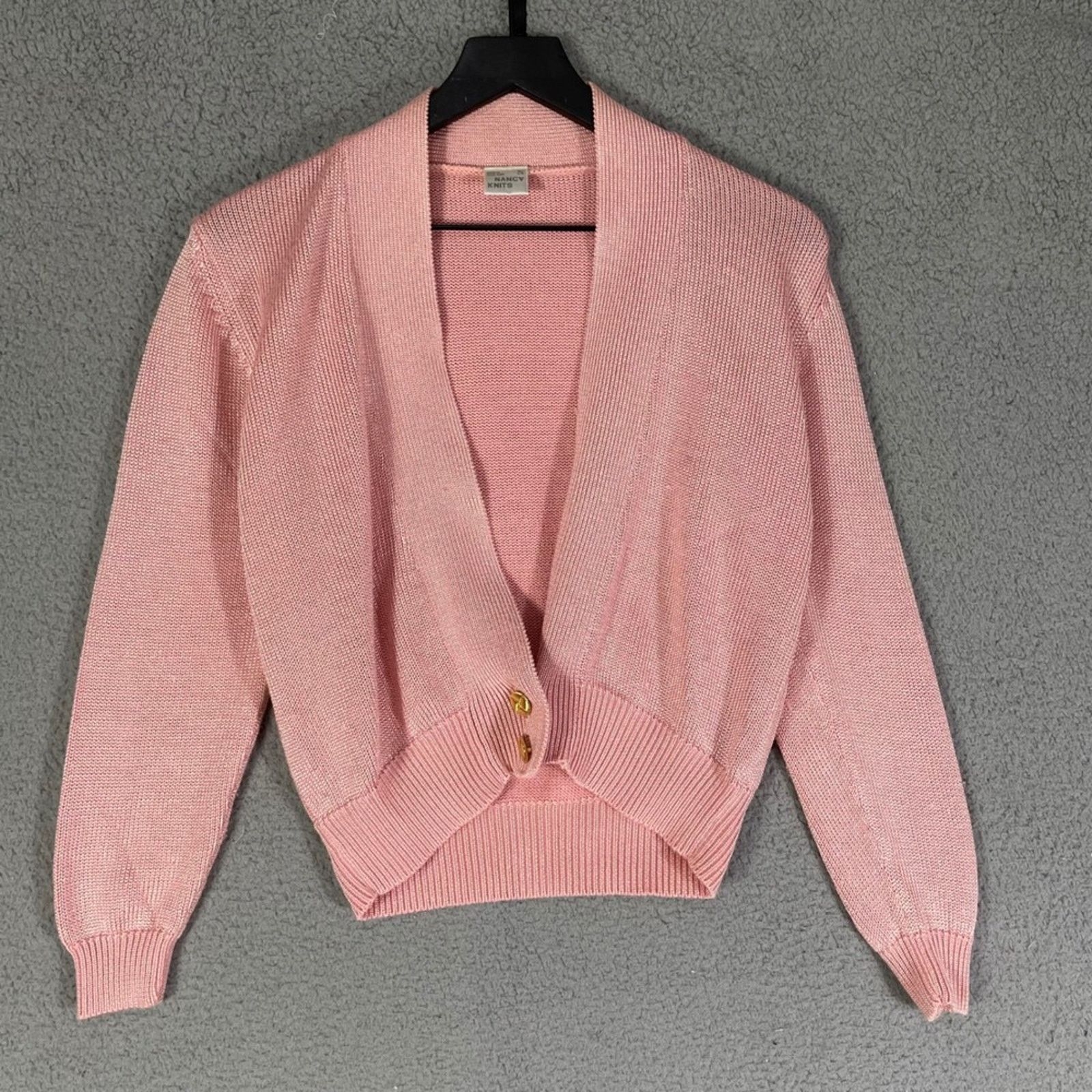 Vintage Nancy Knits Vintage Pink Cardigan Sweater Rayon Small 80's Size S / US 4 / IT 40 - 2 Thumbnail