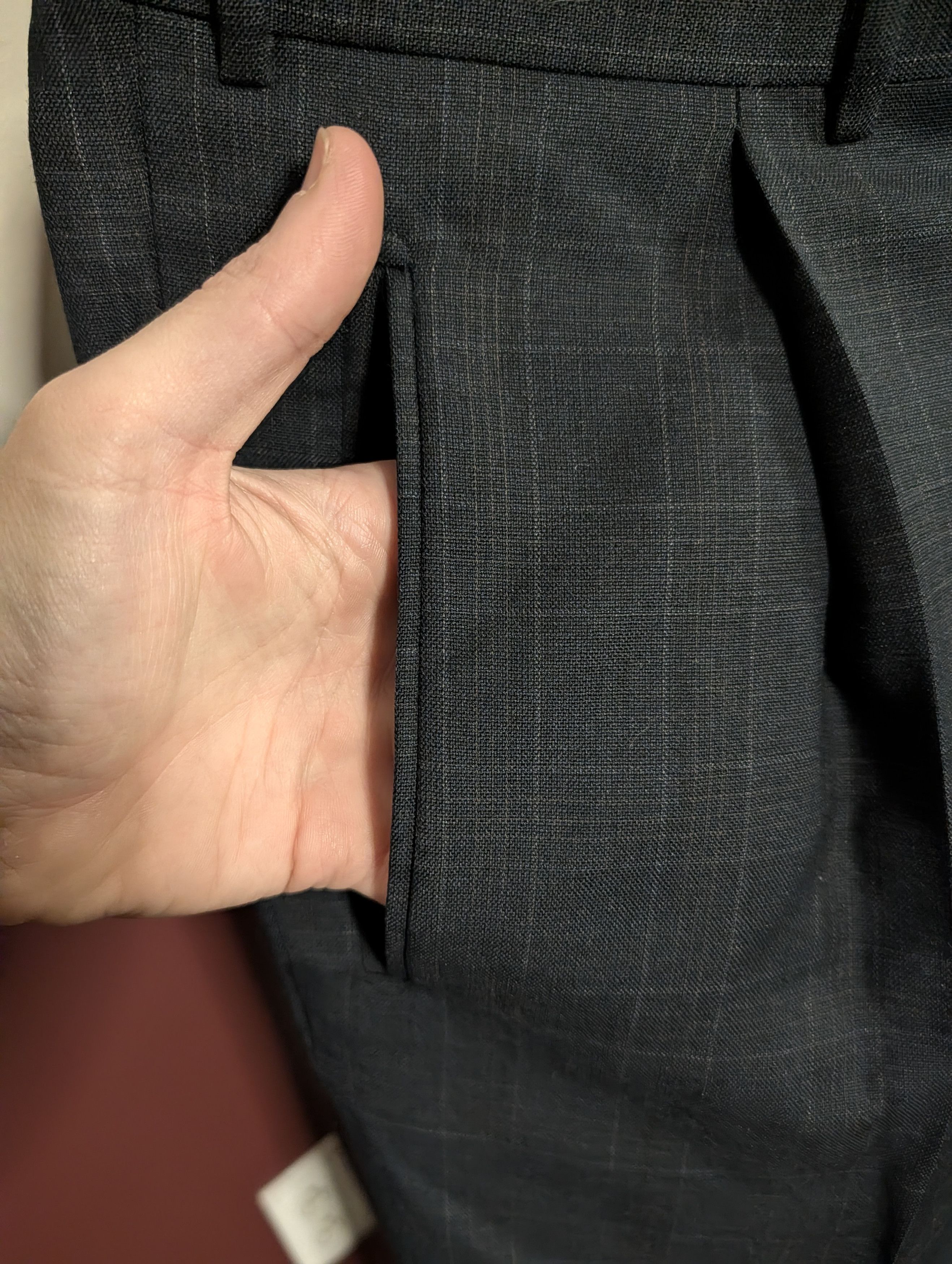 Corneliani Merino wool gray check pattern Italian dress pants sz 50 Size US 33 - 3 Thumbnail