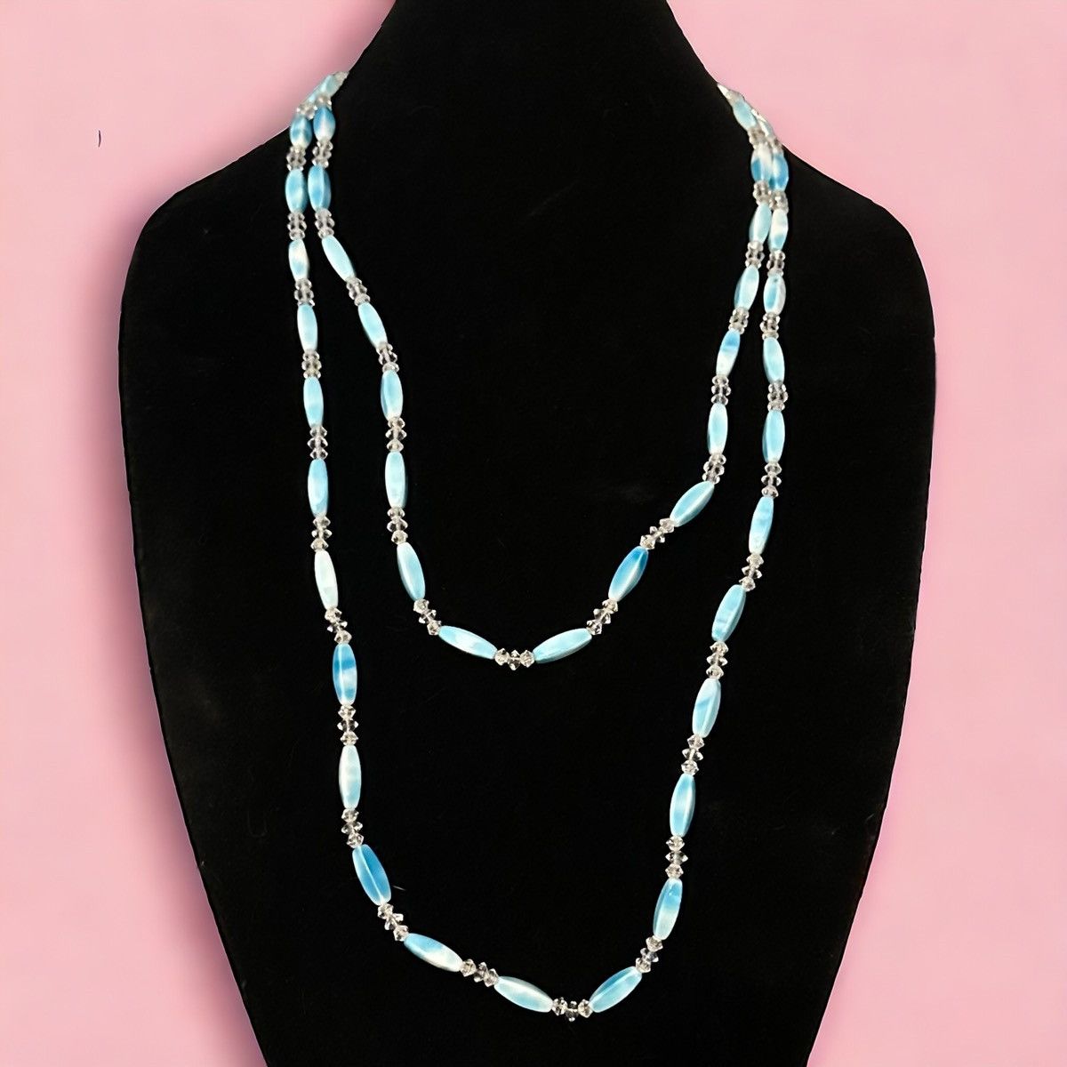 Vintage Vintage sky blue and white long beaded necklace Size ONE SIZE - 1 Thumbnail