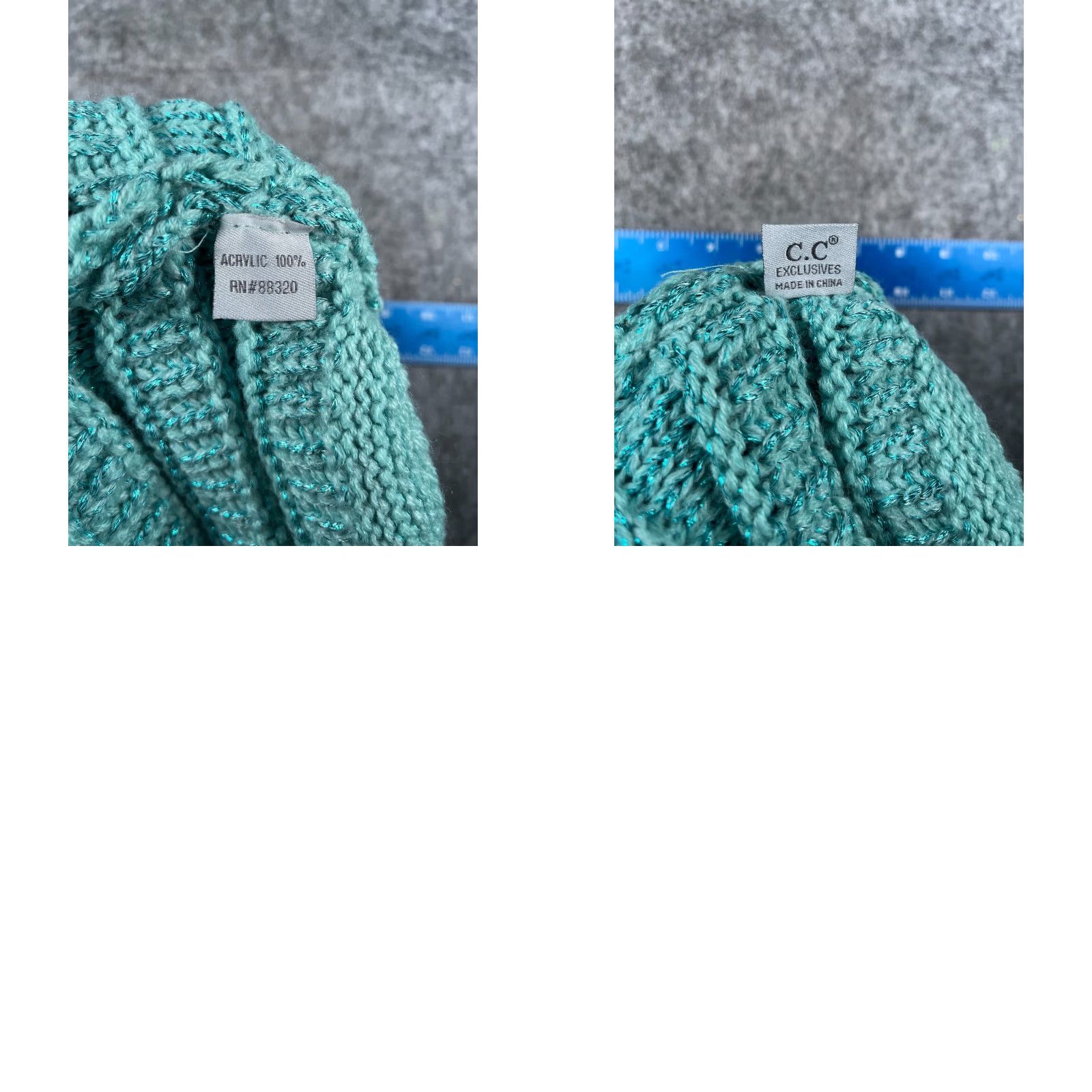 Vintage C.C Exclusive Beanie Women One Size Blue Knit Acrylic Sparkly Pony Tail Logo Hat Womens Size ONE SIZE - 8 Thumbnail