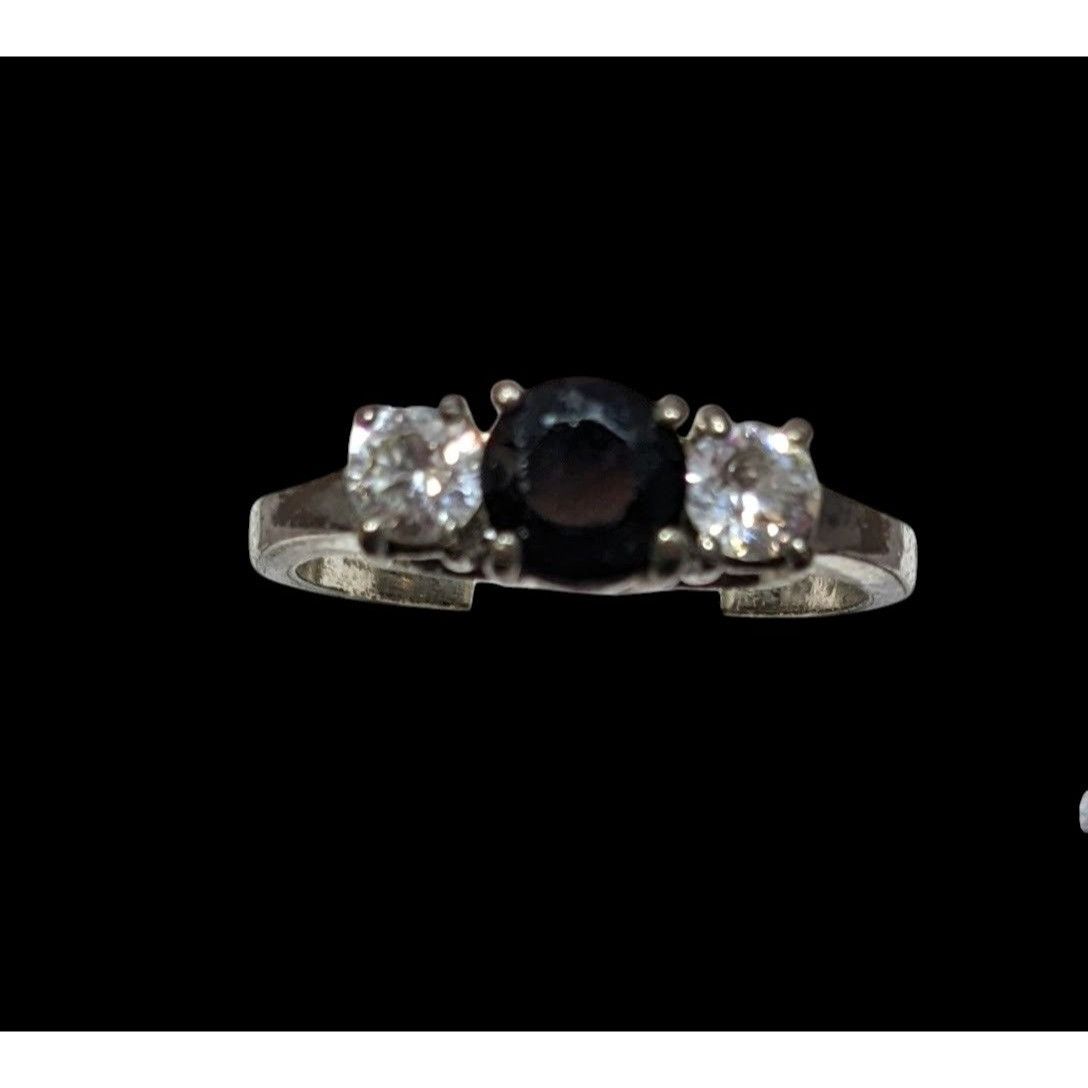 Other Elegant Gothic Silver Tone Ring With Black And Clear Stones Size ONE SIZE - 2 Thumbnail