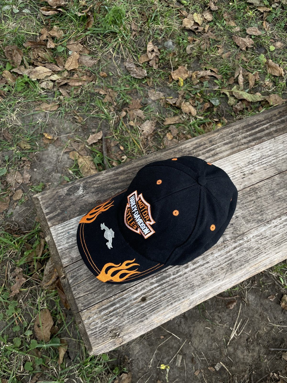 Vintage Vintage Harley Davidson Flame Cap Hat Metal logo Size ONE SIZE - 10 Thumbnail