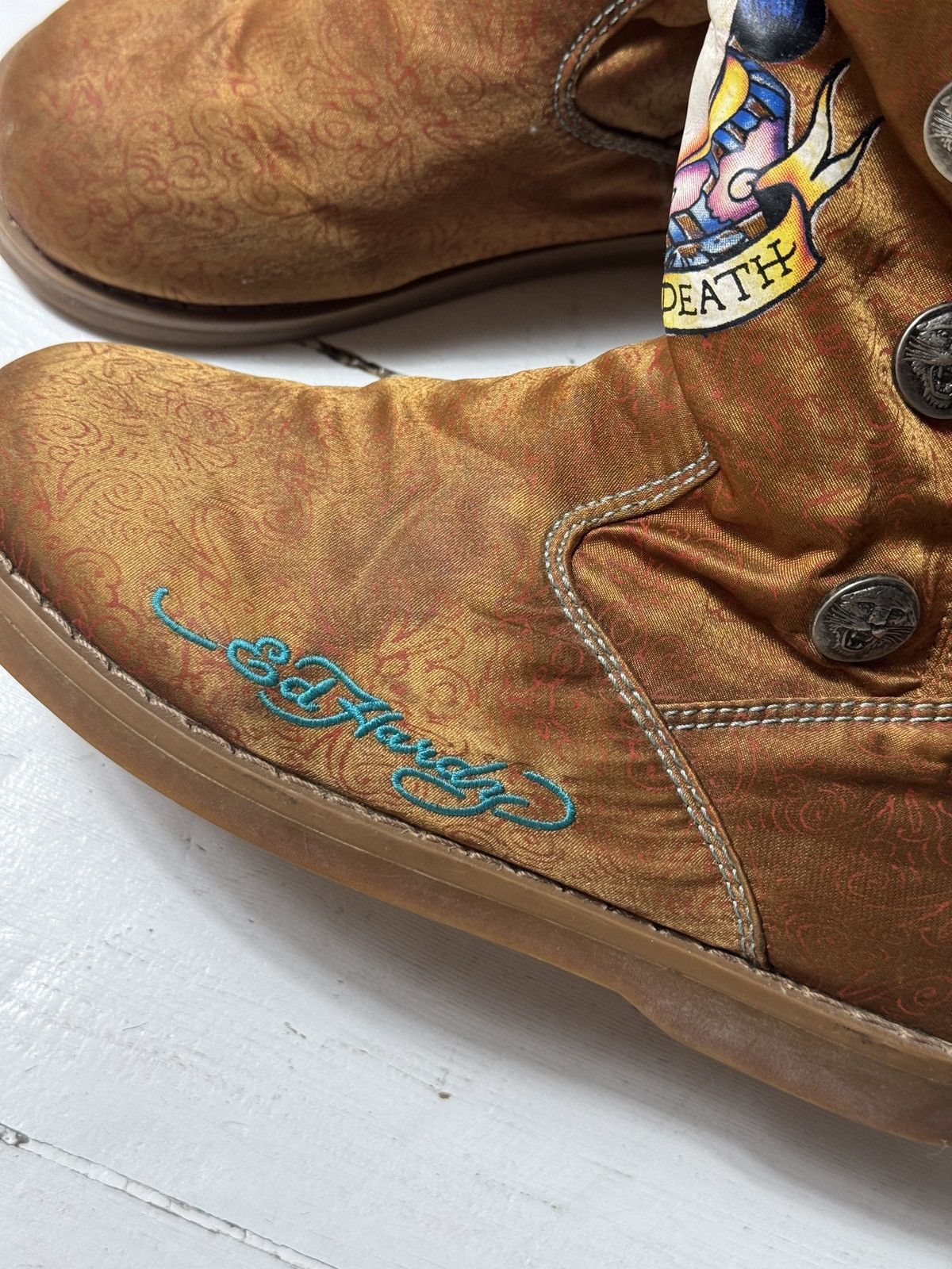 Ed Hardy VINTAGE ED HARDY FLUFFY FUR UGG UNT 2000s BOOTS Size US 7 / IT 37 - 2 Thumbnail