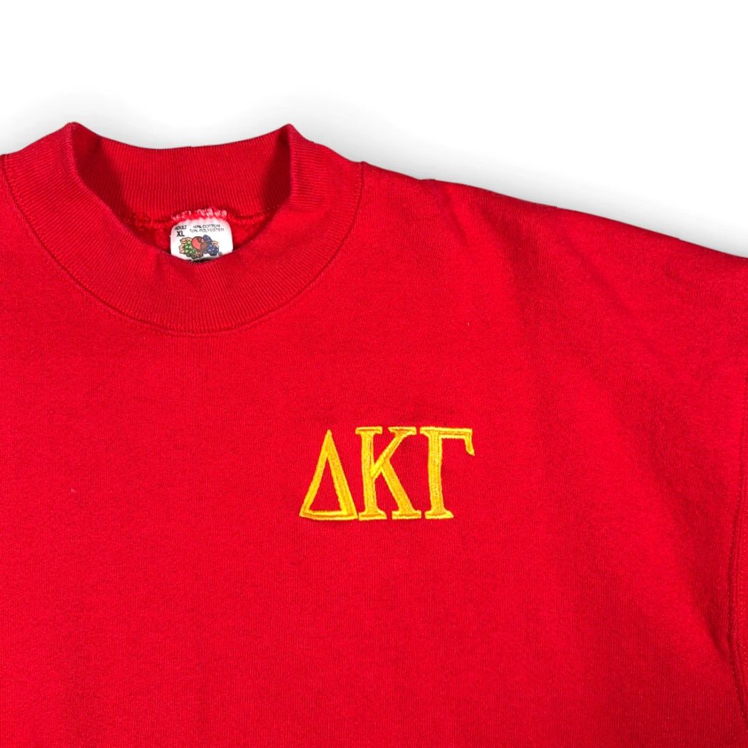 Fruit Of The Loom VINTAGE Delta Kappa Gamma Sweater Men's XL Red USA 90s Embroidered Logo Crew Neck Pullover Size US L / EU 52-54 / 3 - 2 Thumbnail