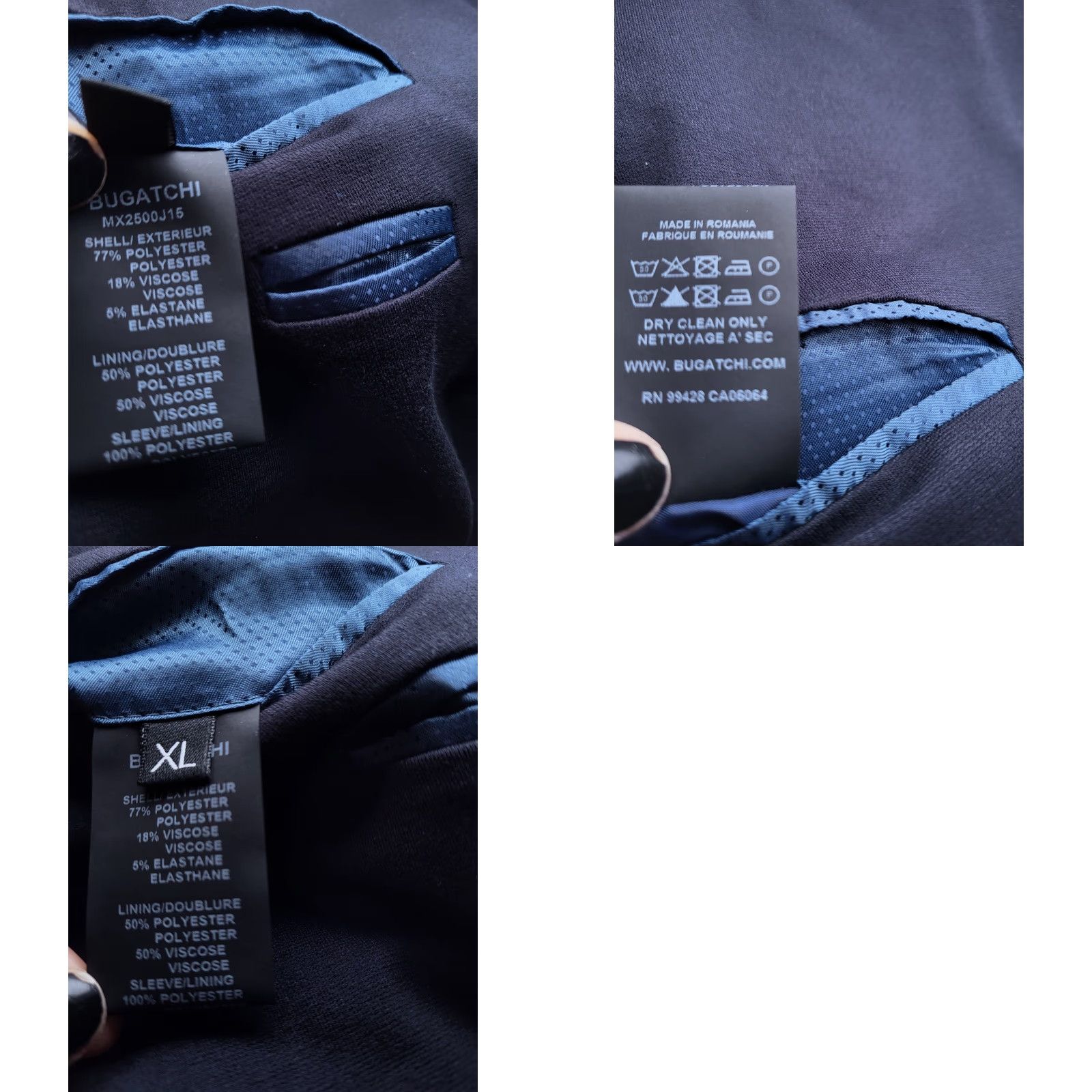 BUGATCHI BUGATCHI Blazer Jacket Single-Breasted Two-Button Knit Polyester Spandex Stretch / Notch Lapel / Regular Fit / Blue / XL / Men Size US XL / EU 56 / 4 - 8 Thumbnail