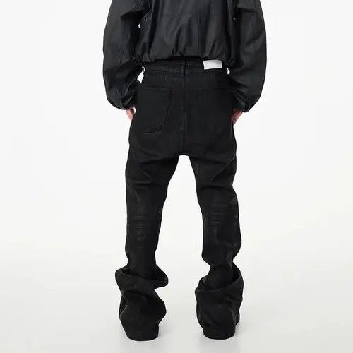 Japanese Brand Fukuzawa x Chi Vinyl Coated Crease Denim Flared Jeans Size US 29 - 8 Thumbnail