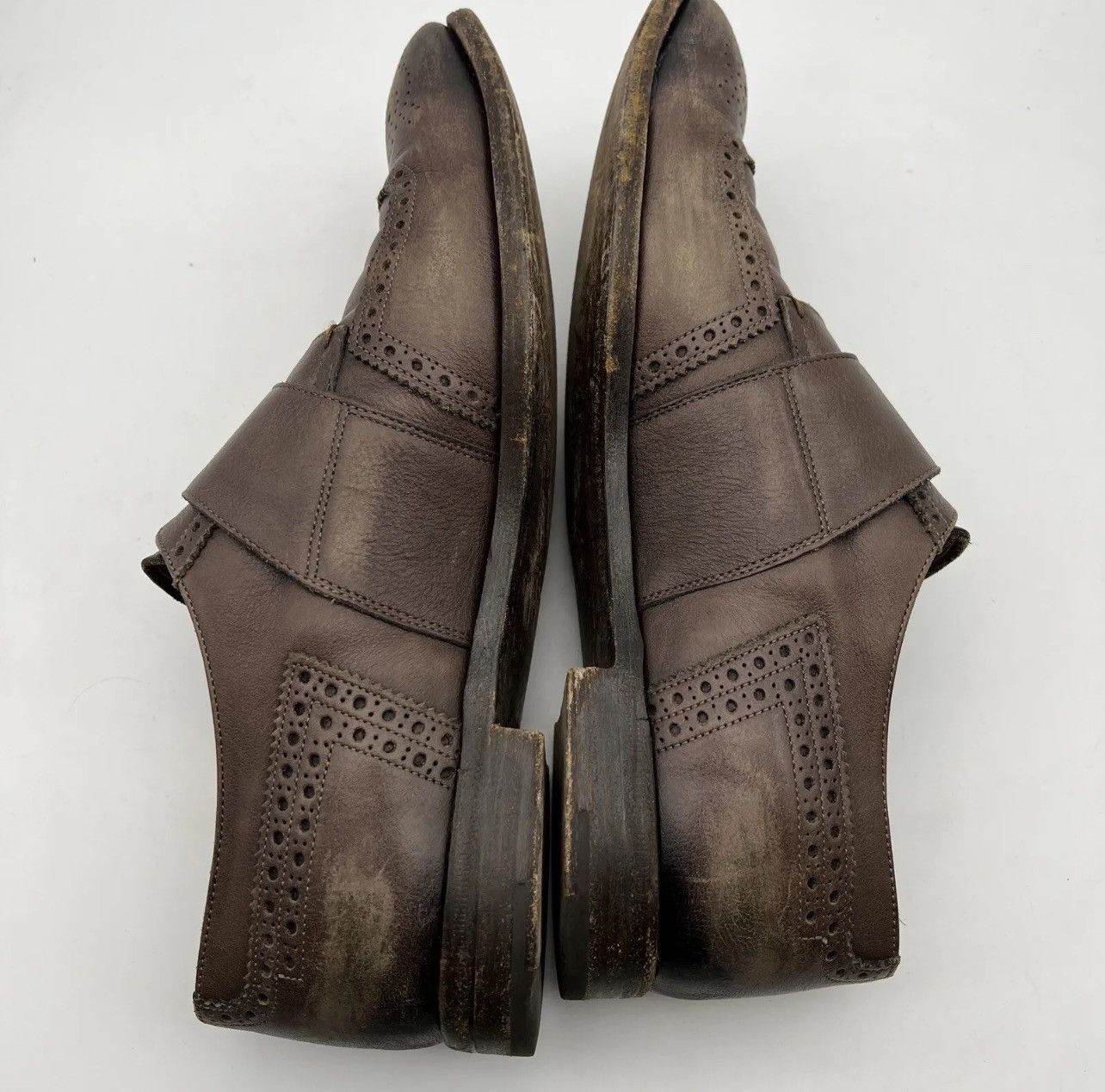 Prada PRADA Perforated Double Monk Strap Leather Oxfords Size US 9 / EU 42 - 8 Thumbnail