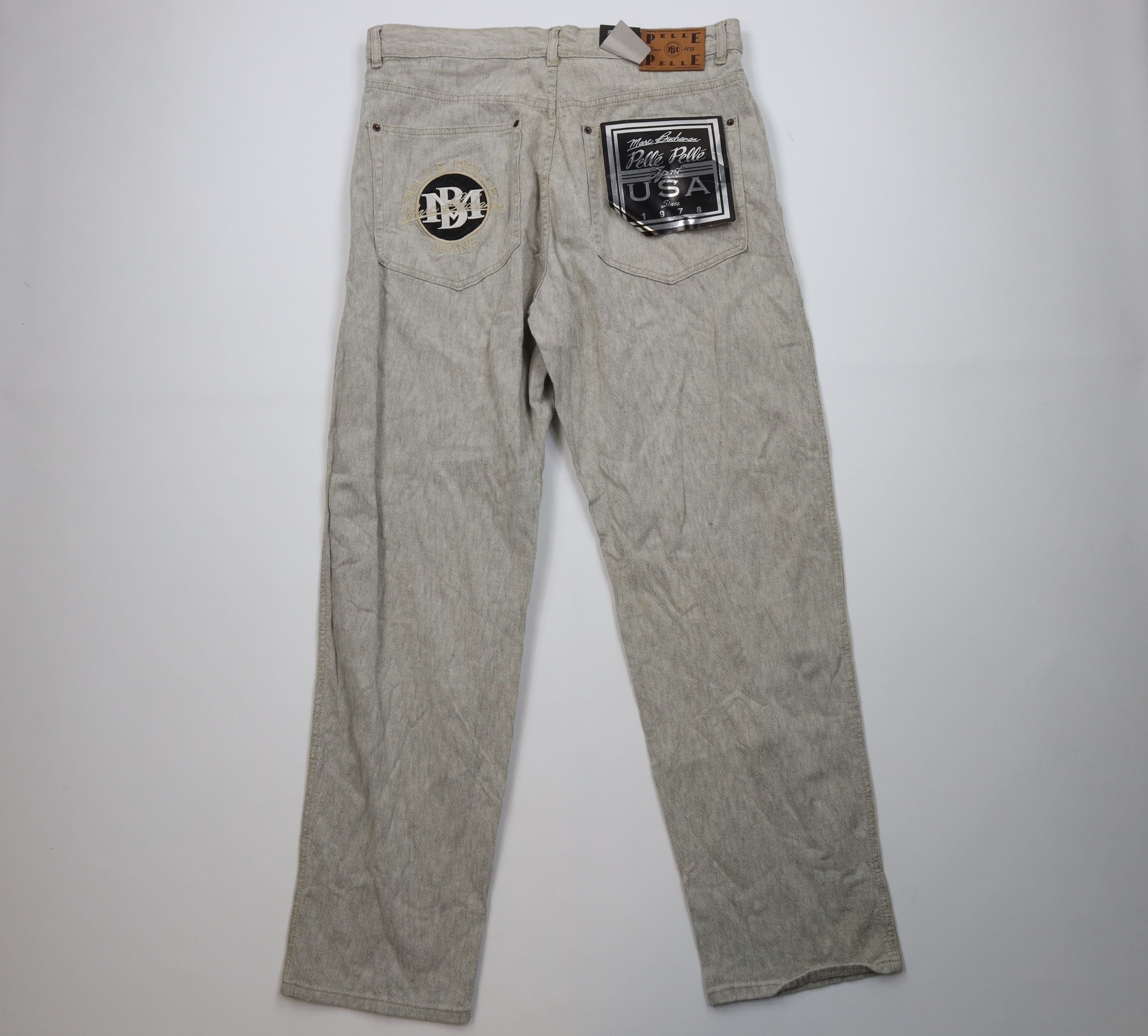 Pelle Pelle Deadstock Vintage 90s Pelle Pelle Wide Leg Jeans Linen Denim Size US 38 / EU 54 - 8 Thumbnail