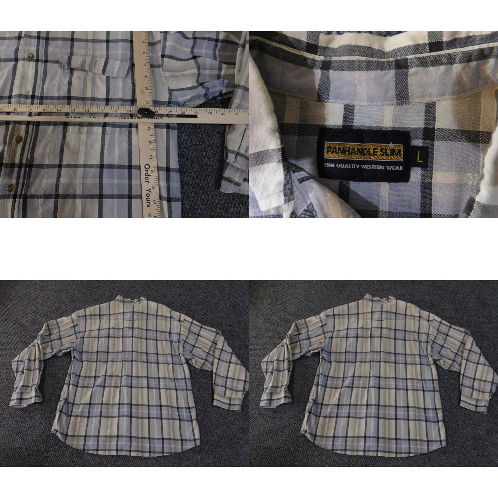 Vintage Panhandle Slim Button-Up Shirt Mens L Blue Plaid Western Snap Front Size US L / EU 52-54 / 3 - 8 Thumbnail