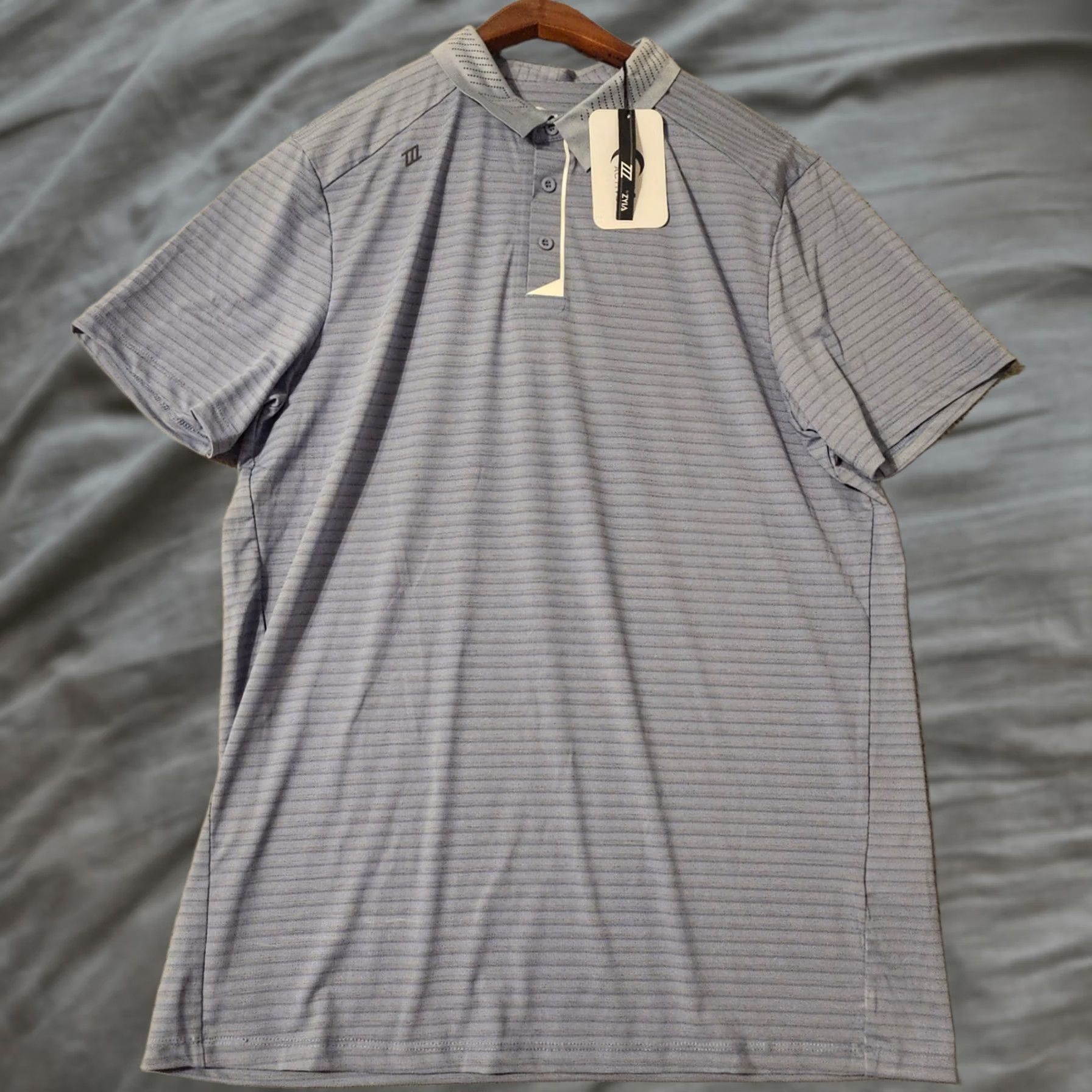 Vintage Zyia Active Mens Polo Blue Gray Large Storm Sport Ventilation Collar 8502L Size US L / EU 52-54 / 3 - 1 Thumbnail