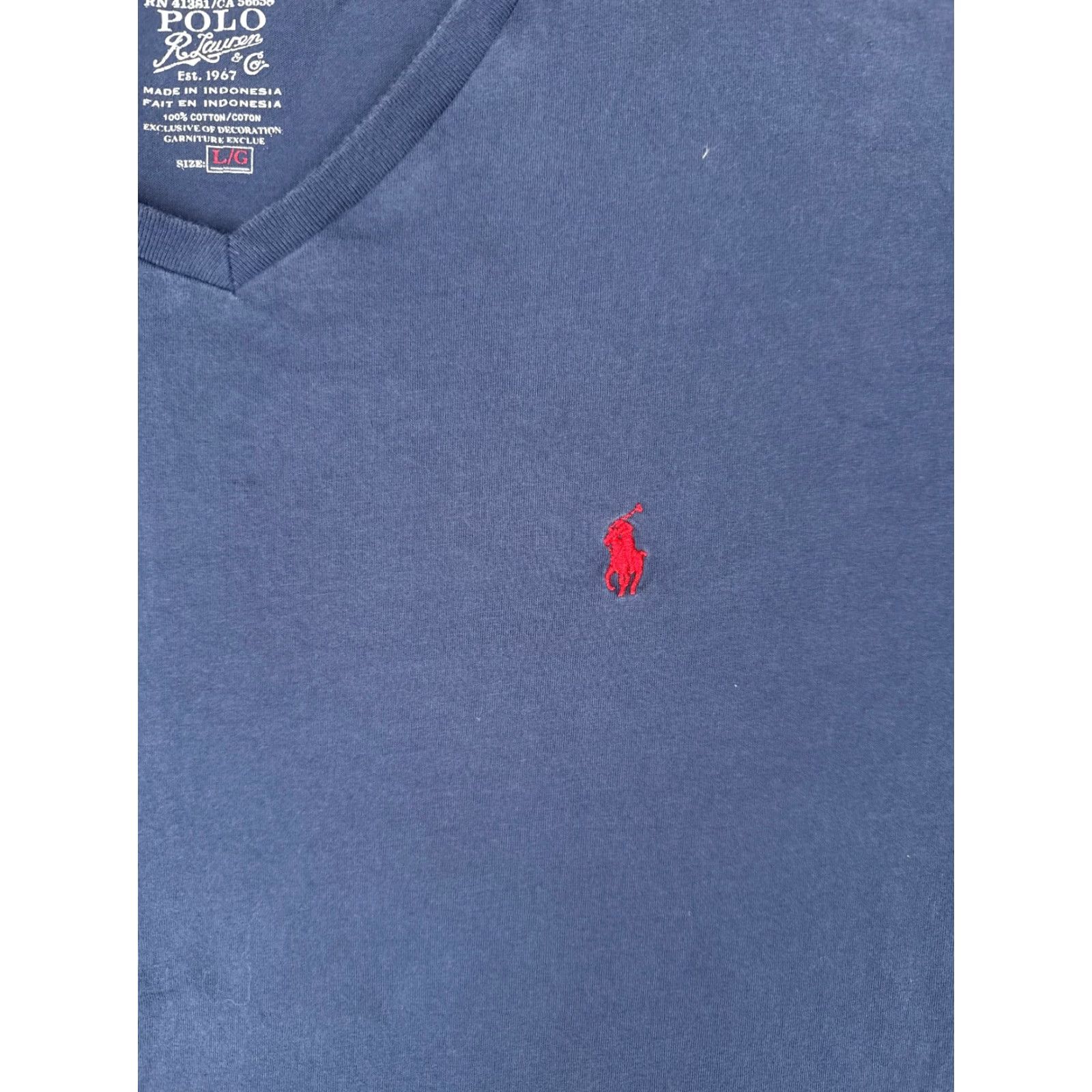 Ralph Lauren VINTAGE Polo Ralph Lauren Shirt Men Large Blue V-Neck Short Sleeve 100% Cotton READ Size US L / EU 52-54 / 3 - 6 Thumbnail