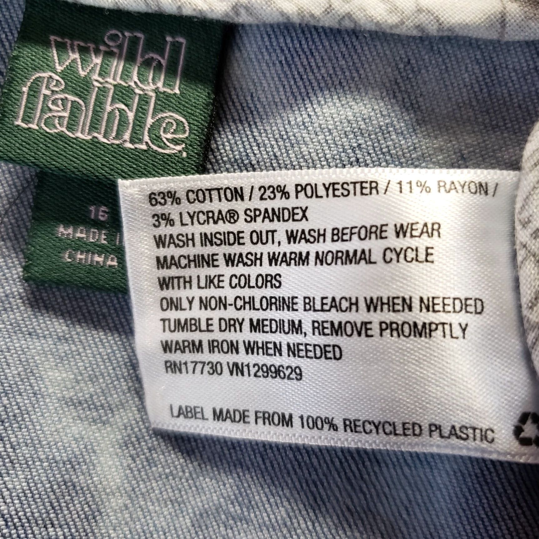 Vintage Wild Fable Denim Skirt Sz 16 Blue Pink Tie Dye Cotton Blend Womens Size 38" / US 16 / IT 52 - 3 Thumbnail