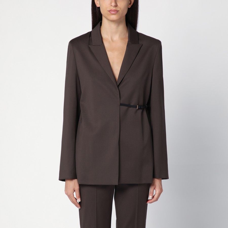 o1d2blof0824 Wool Single-Breasted Jacket in Brown