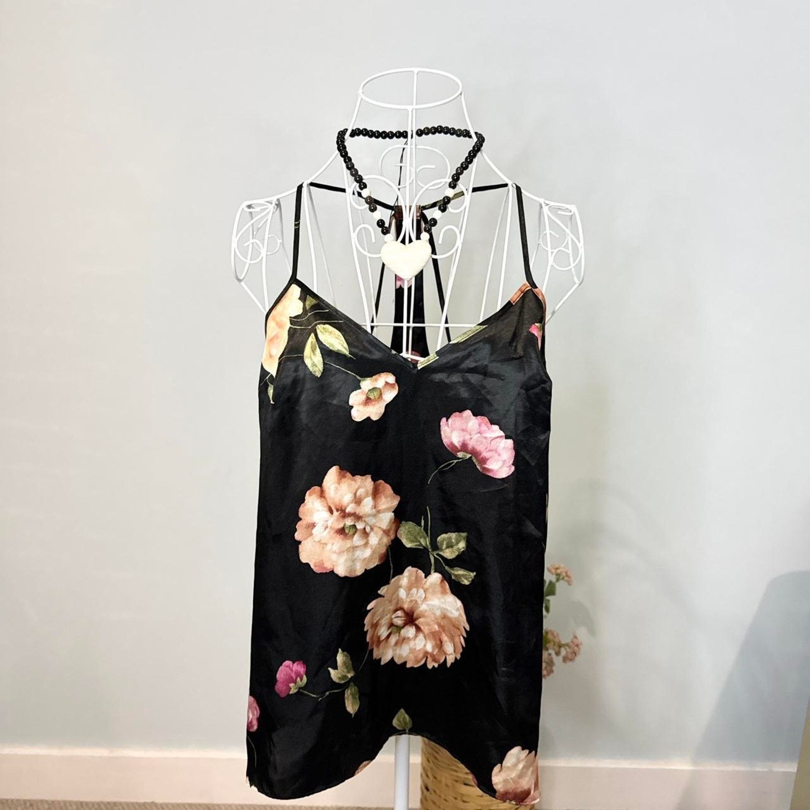 Other Rare vintage y2k black floral babydoll slip tank top Size L / US 10 / IT 46 - 1 Thumbnail