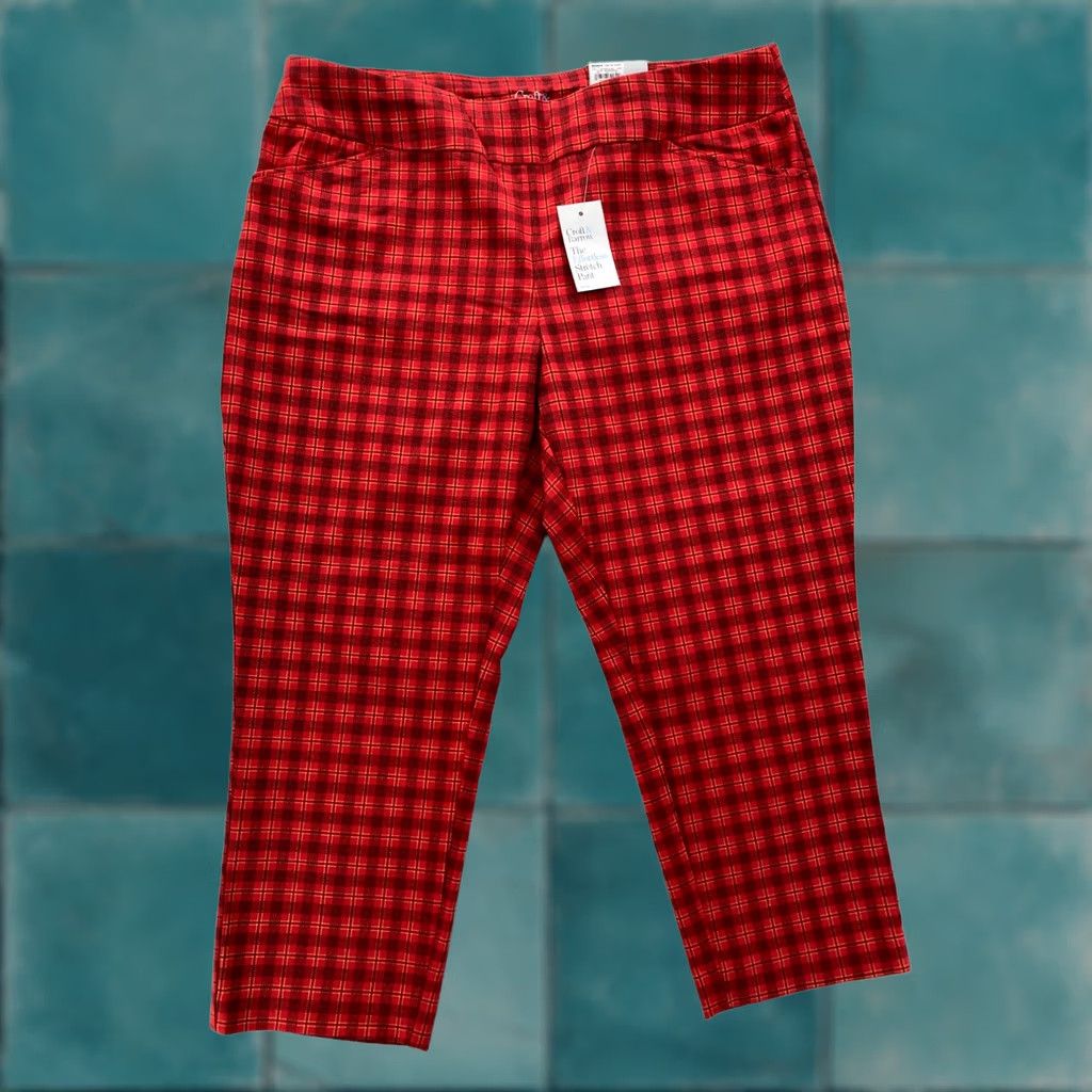 Croft & Barrow Croft & Barrow The Effortless Stretch Pant Women's 18P Red Plaid Stretch Pull On Pants Slim Straight Capris? Size 26" / US 2 / IT 38 - 1 Thumbnail