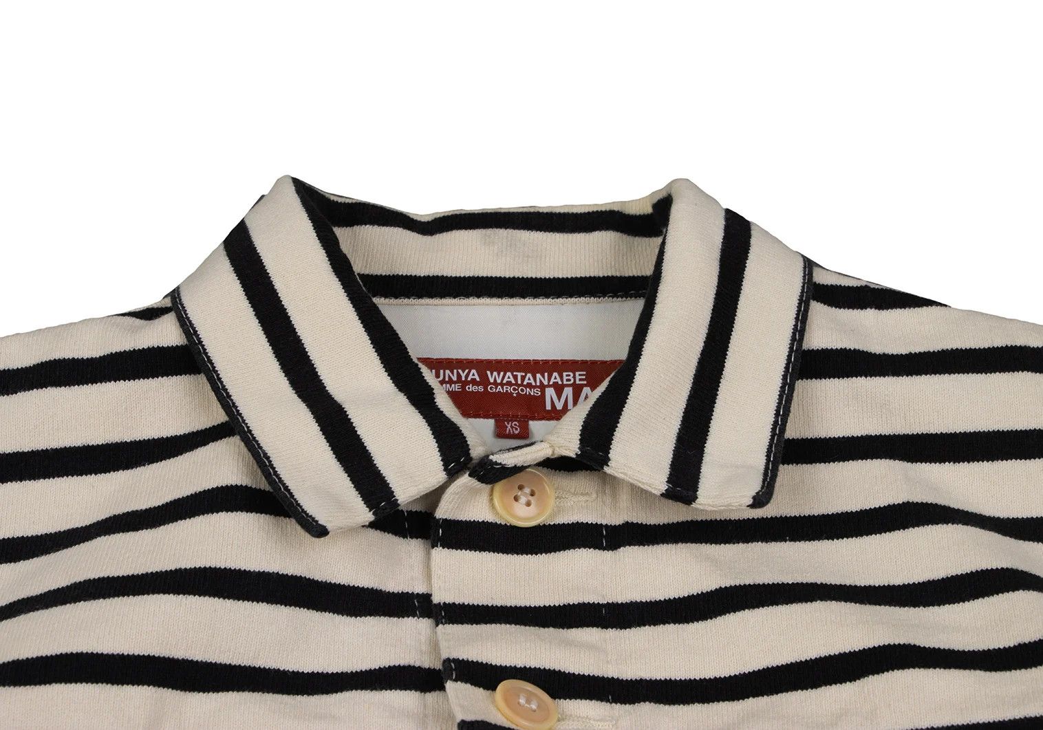 Junya Watanabe Cotton Striped Trucker Jacket in Ivory and Black, Size XS Size US XS / EU 42 / 0 - 3 Thumbnail