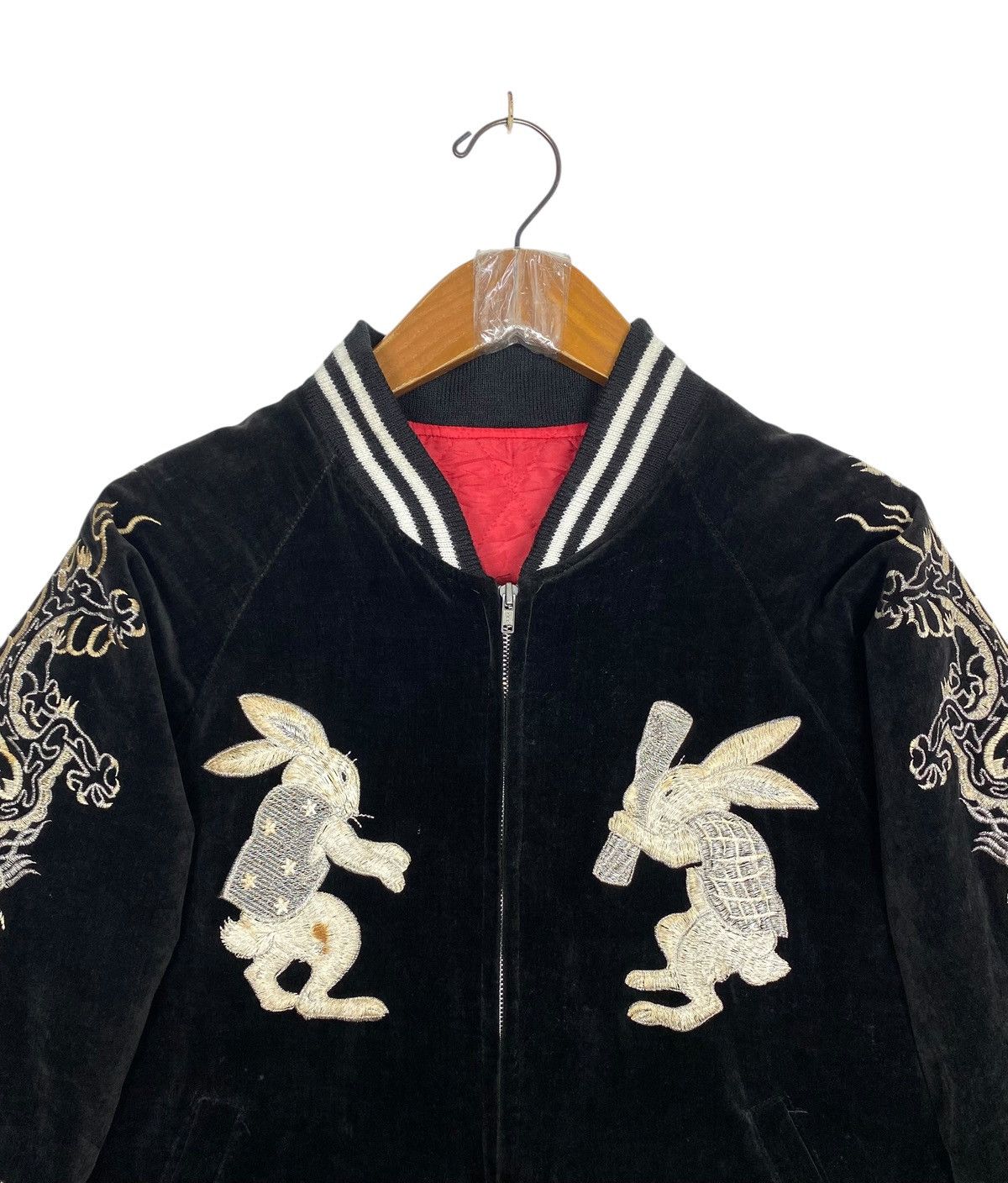Japanese Brand Rare‼️ Sukajan Dragon Moon Rabbits Embroidery Suede Jacket Size US M / EU 48-50 / 2 - 4 Thumbnail