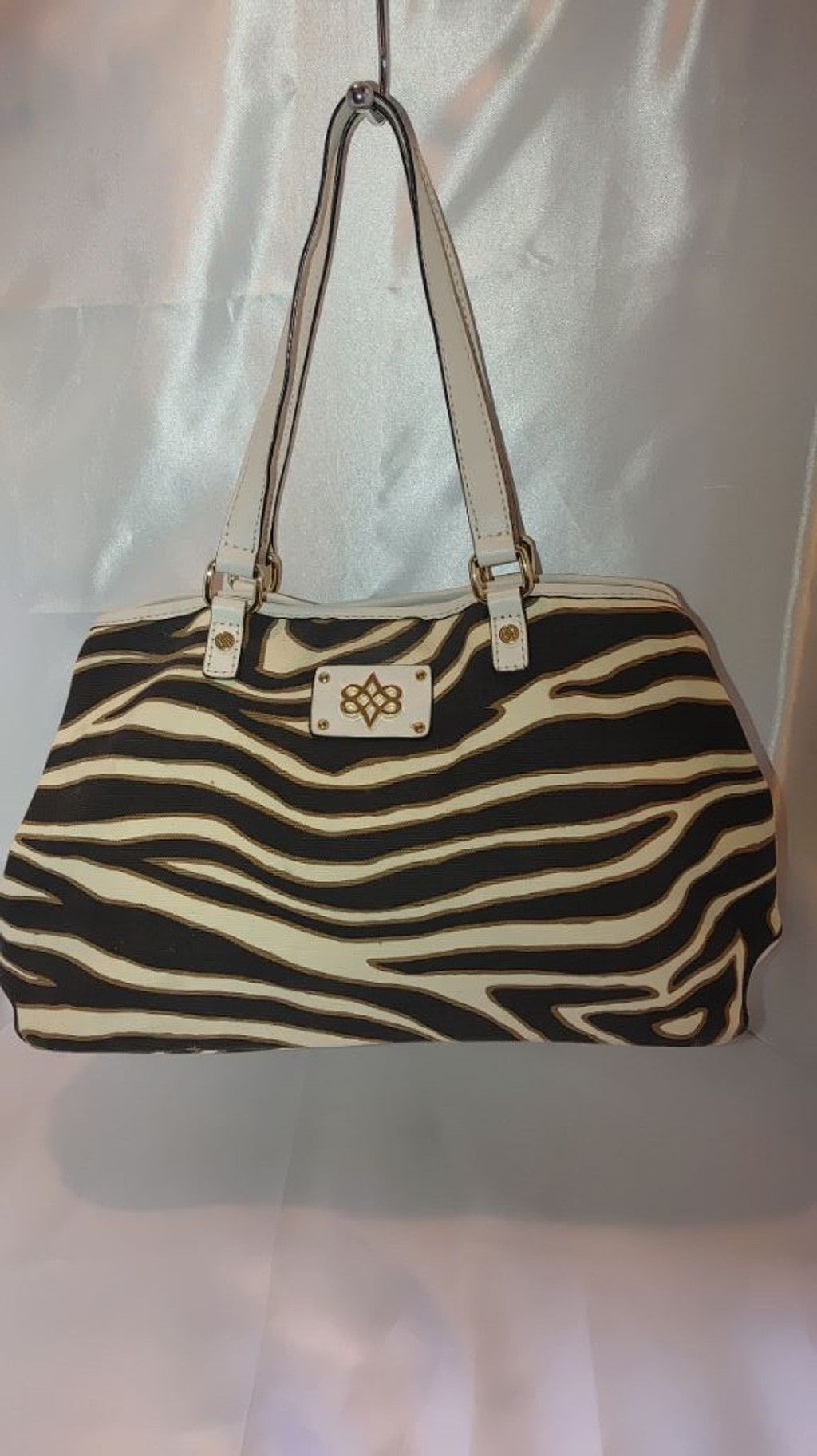 Antonio Maurizi Antonio Melani Zebra Striped Canvas Tote w. Leather Trim Size ONE SIZE - 3 Thumbnail