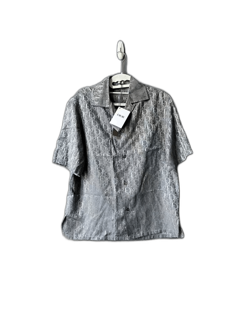 Dior Dior Silver Printed Silk Short Sleeve Shirt Size US M / EU 48-50 / 2 - 1 Thumbnail