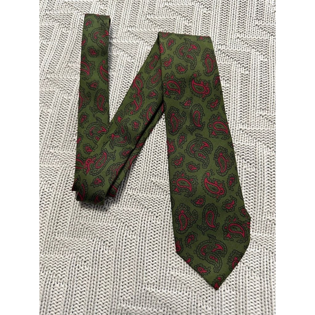 Macys Vintage Macy's green and red paisley silk tie Size ONE SIZE - 1 Thumbnail