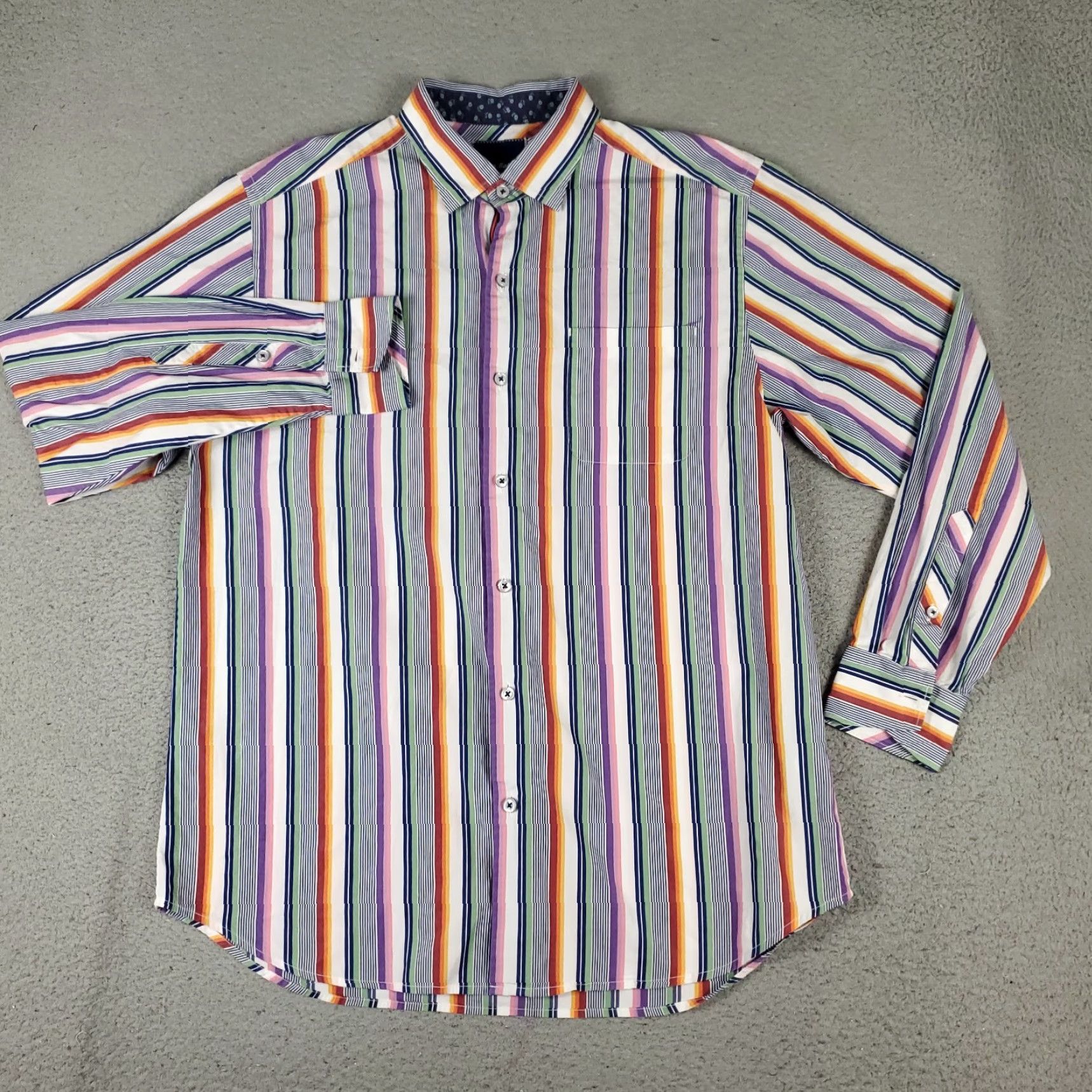 Tommy Bahama Tommy Bahama Shirt Mens M Purple Striped Cotton Button-Up Long Sleeve Shirt Size US M / EU 48-50 / 2 - 2 Thumbnail