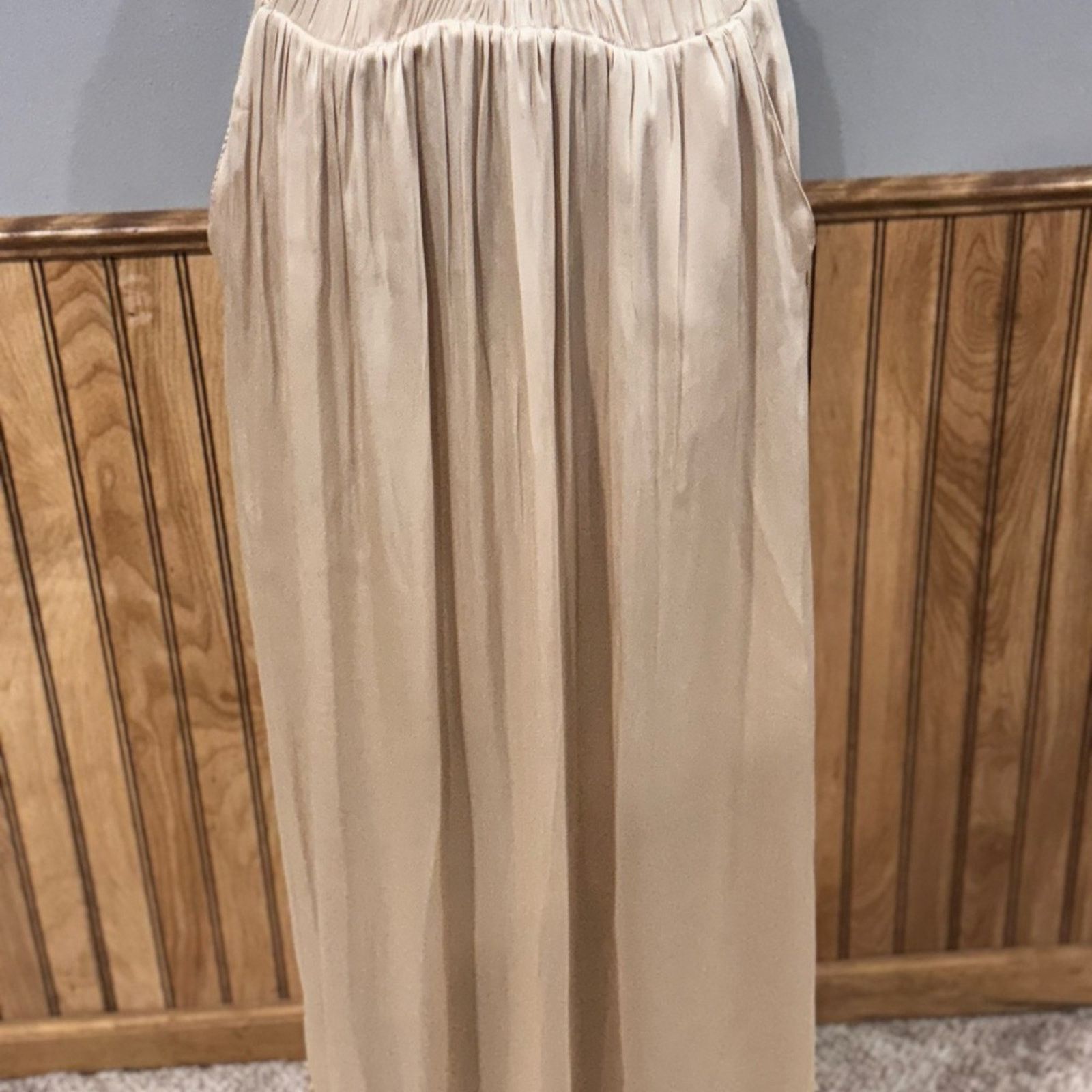 H&M H&M Elegant Gold Beige Maxi Skirt with Pockets Size 6 Size 28" / US 6 / IT 42 - 3 Thumbnail