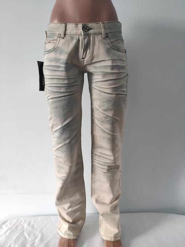 Japanese Brand Low rise Beige Jeans Bleached sz XXS Legend Jeans Size 29" - 4 Thumbnail