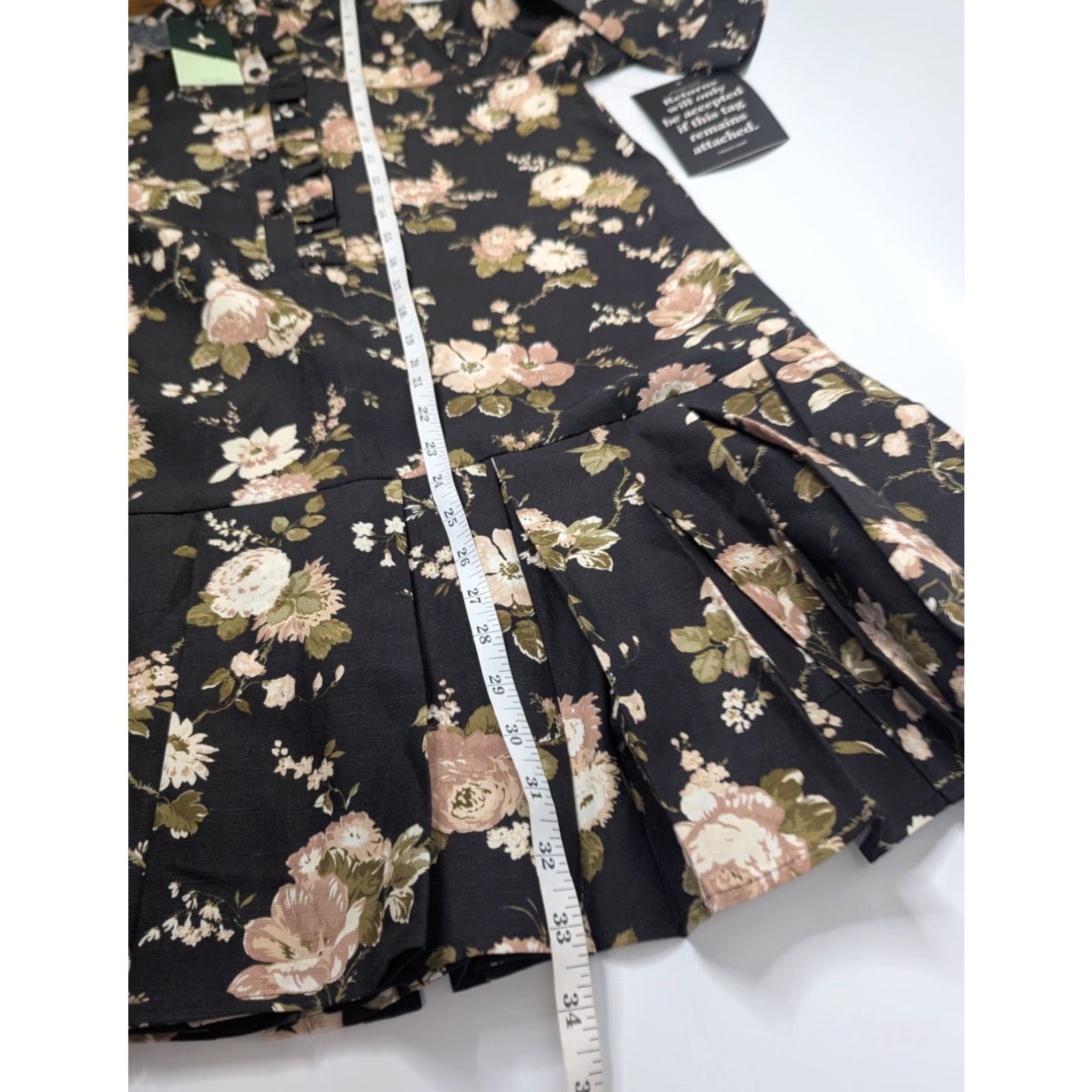 Vintage NWT Tuckernuck Mini Dress Womens S Midnight Garden Floral Long Sleeve Pleated Size S / US 4 / IT 40 - 4 Thumbnail