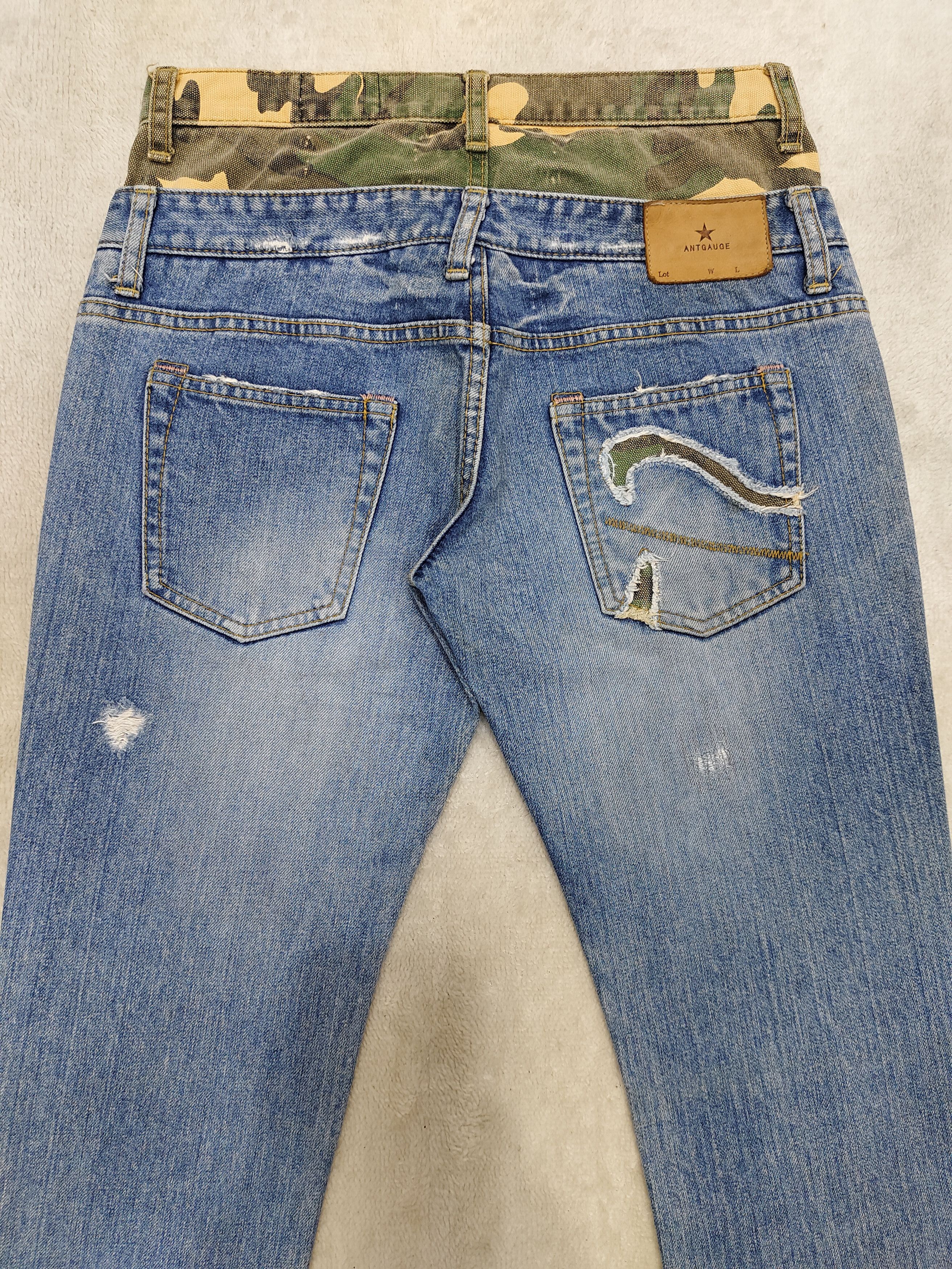 Japanese Brand 🇯🇵Vtg Antgauge🇯🇵Camouflage Pacthwork Ripped Double Waist Size 28" / US 6 / IT 42 - 4 Thumbnail