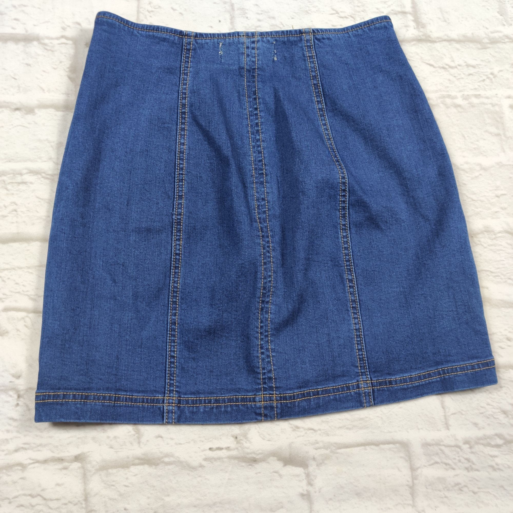 Pacsun PacSun Size 25 Denim Mini Skirt Snap Front Blue Embroidered Size 25" / US 0 / IT 36 - 3 Thumbnail