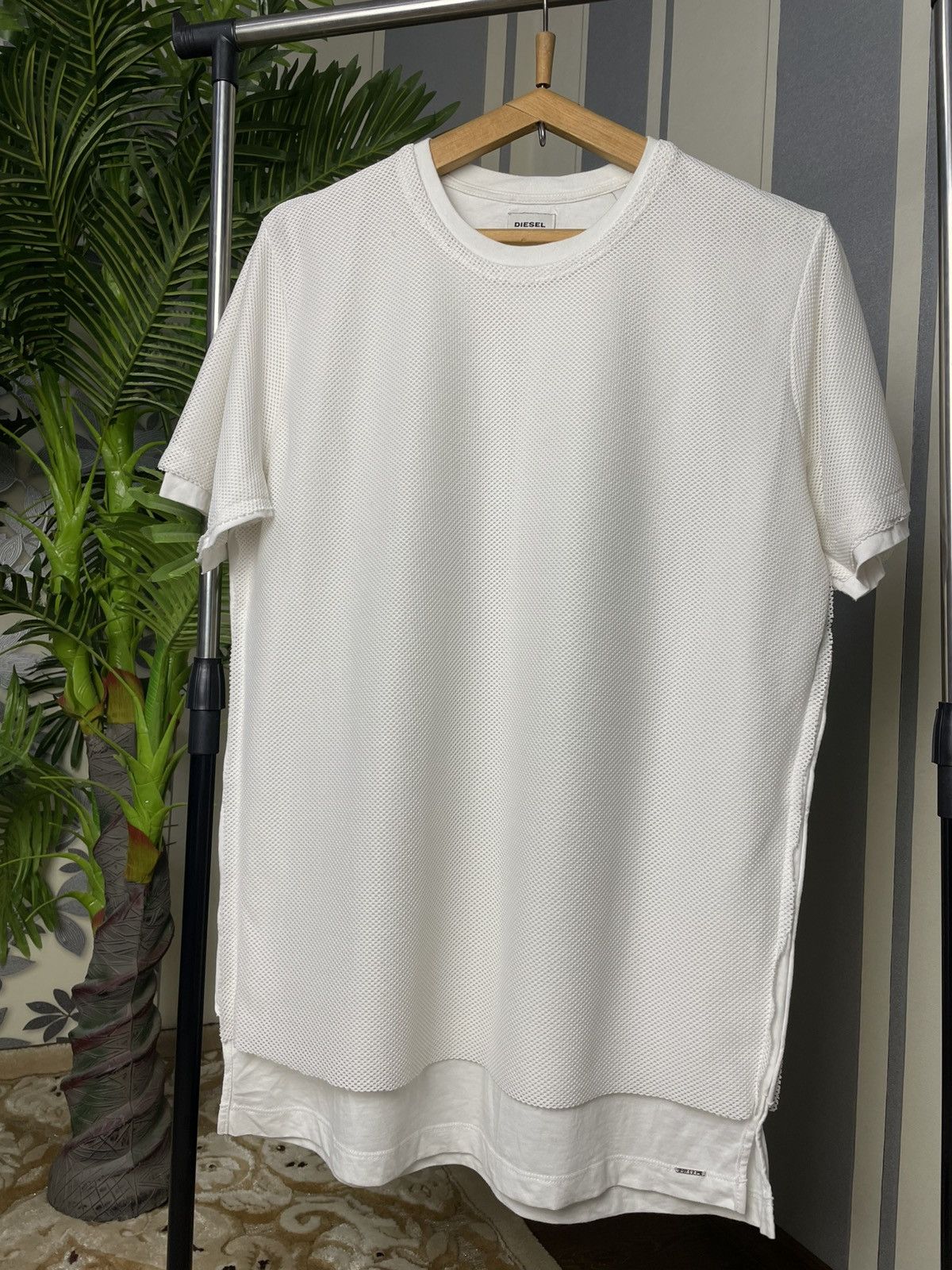 Diesel Diesel Men’s White Mesh T-Shirt 2in1 Size L Size US L / EU 52-54 / 3 - 1 Thumbnail