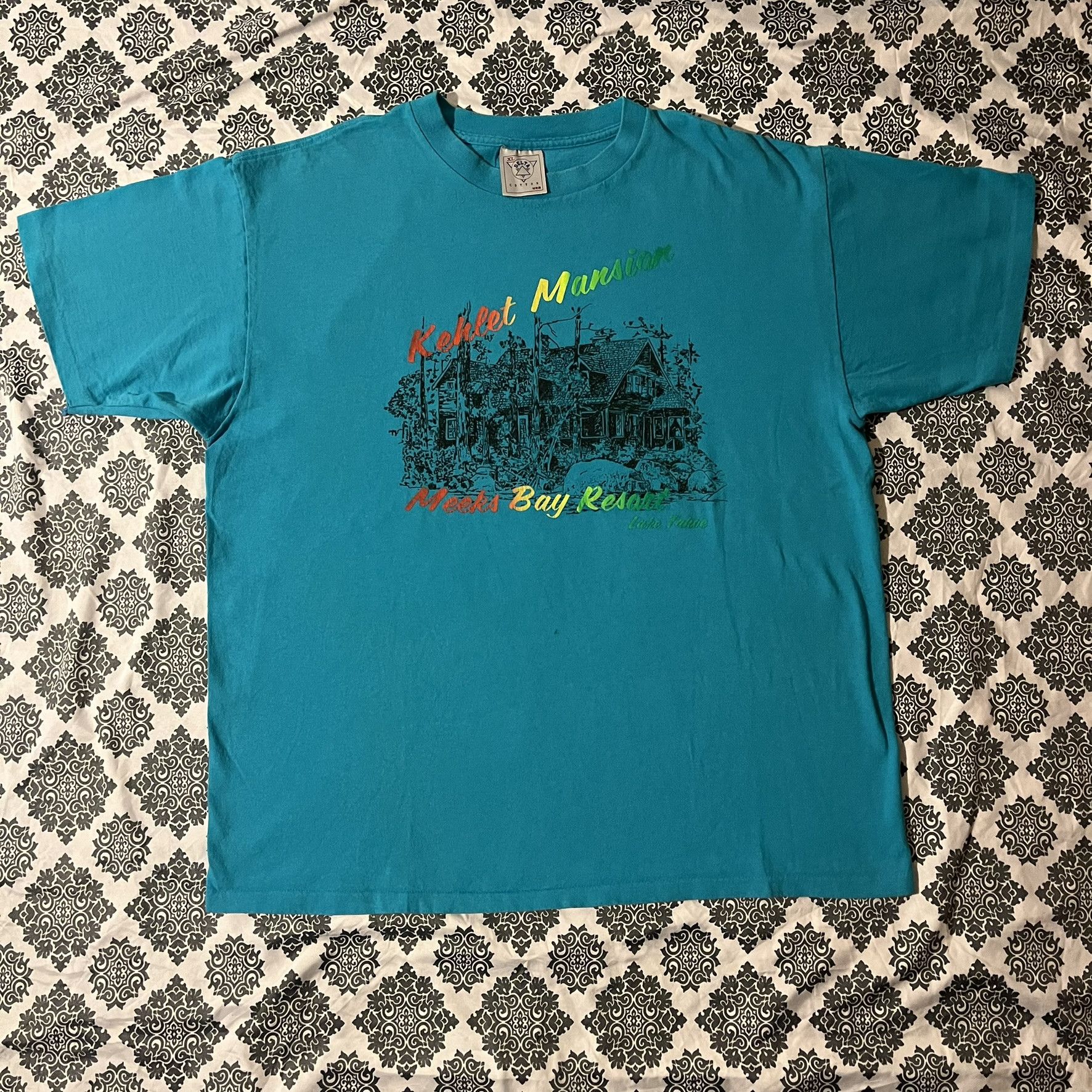 Delta VTG 90s Kehlet Mansion Meeks Bay Resort Lake Tahoe Tee Size US XL / EU 56 / 4 - 1 Thumbnail