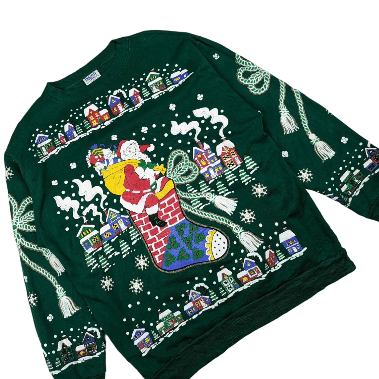 Vintage Vintage 90's SANTA CLAUS Christmas Full Print Jumper Size US L / EU 52-54 / 3 - 3 Thumbnail