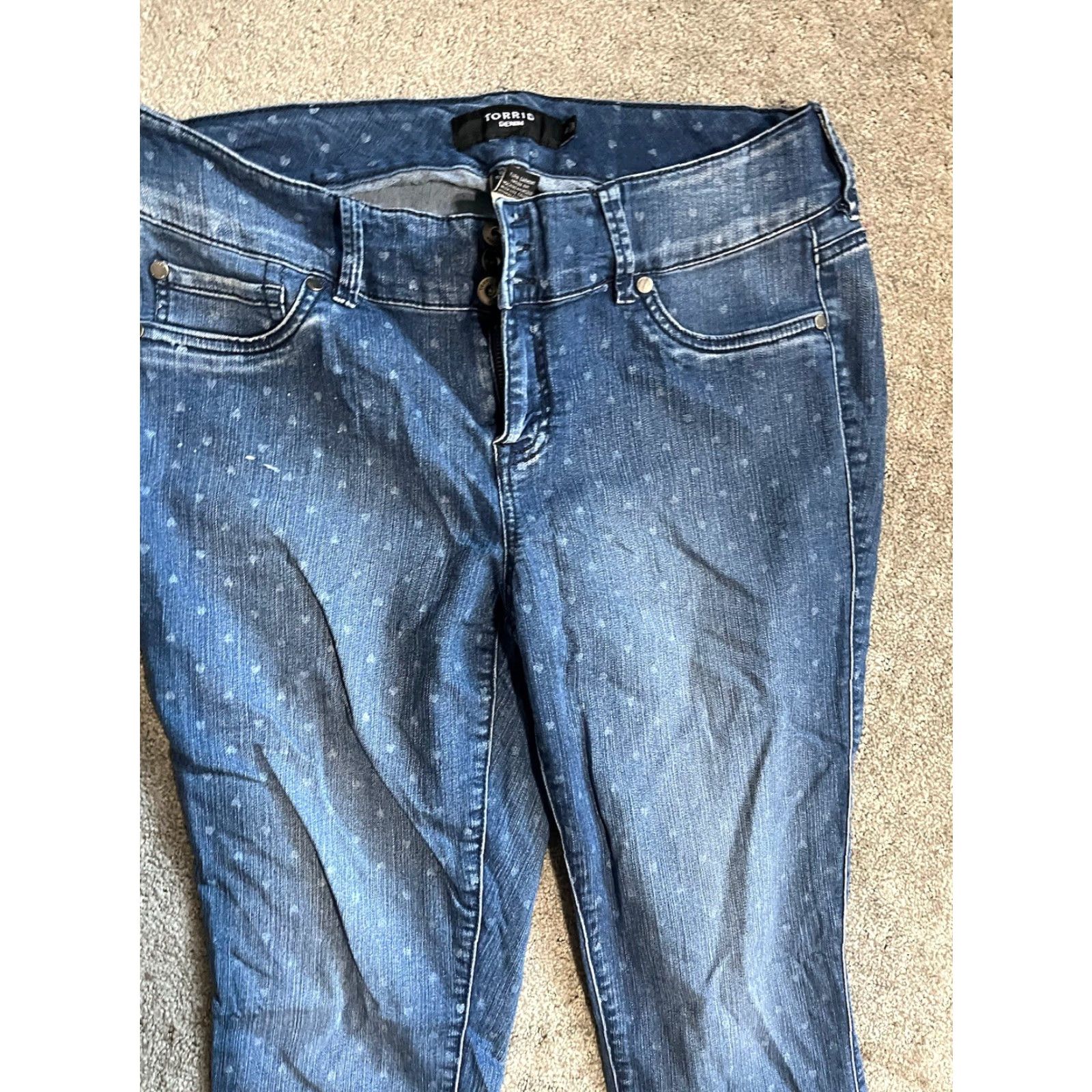 Torrid Torrid Jeans Size 16 Skinny Jegging Stretch Denim Polka Dots Print Size 38" / US 16 / IT 52 - 2 Thumbnail