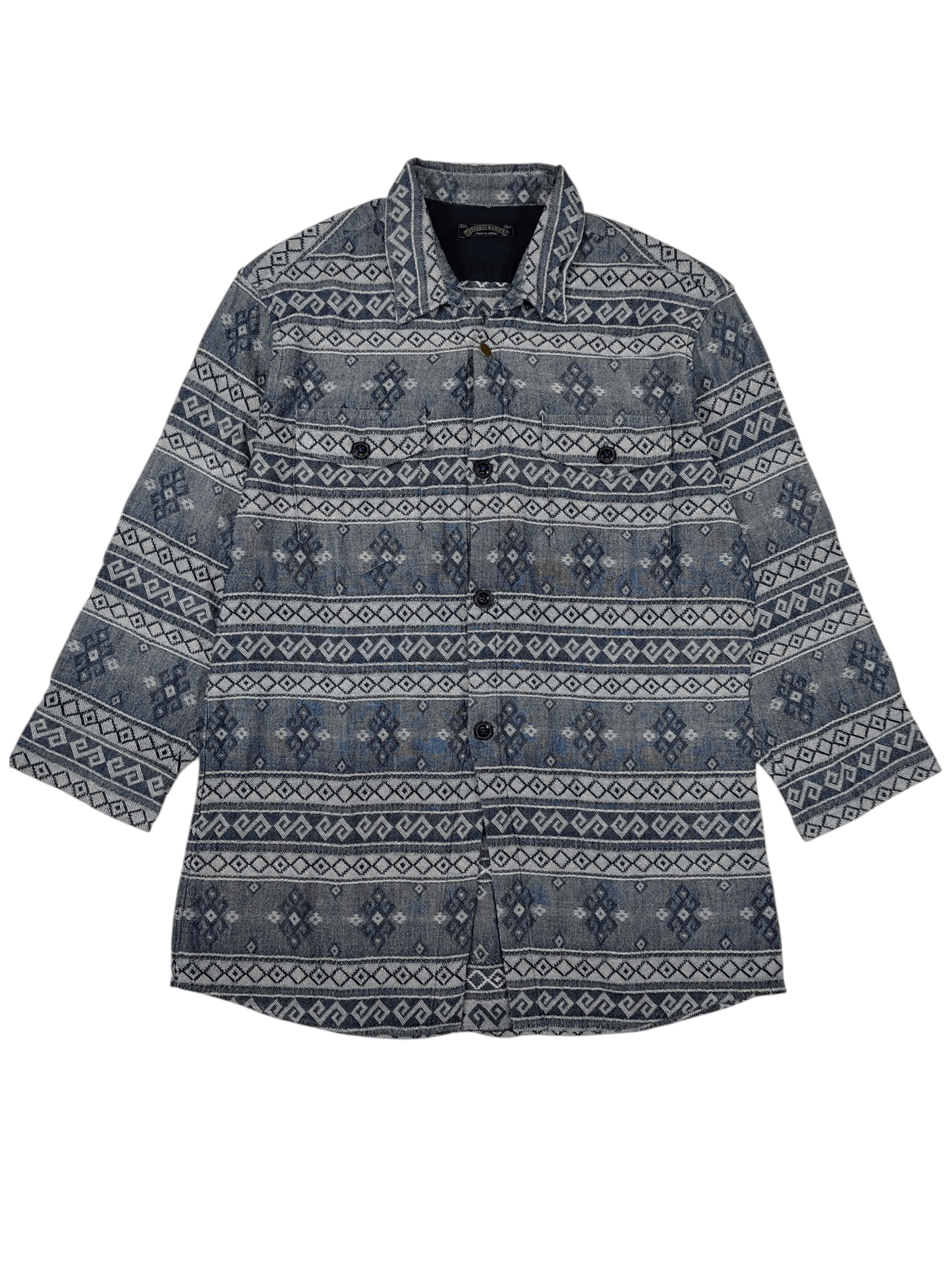 291295=Homme 291295 Homme 🇯🇵 Geometric Tribal Jacquard Work Shirt Size US M / EU 48-50 / 2 - 1 Thumbnail