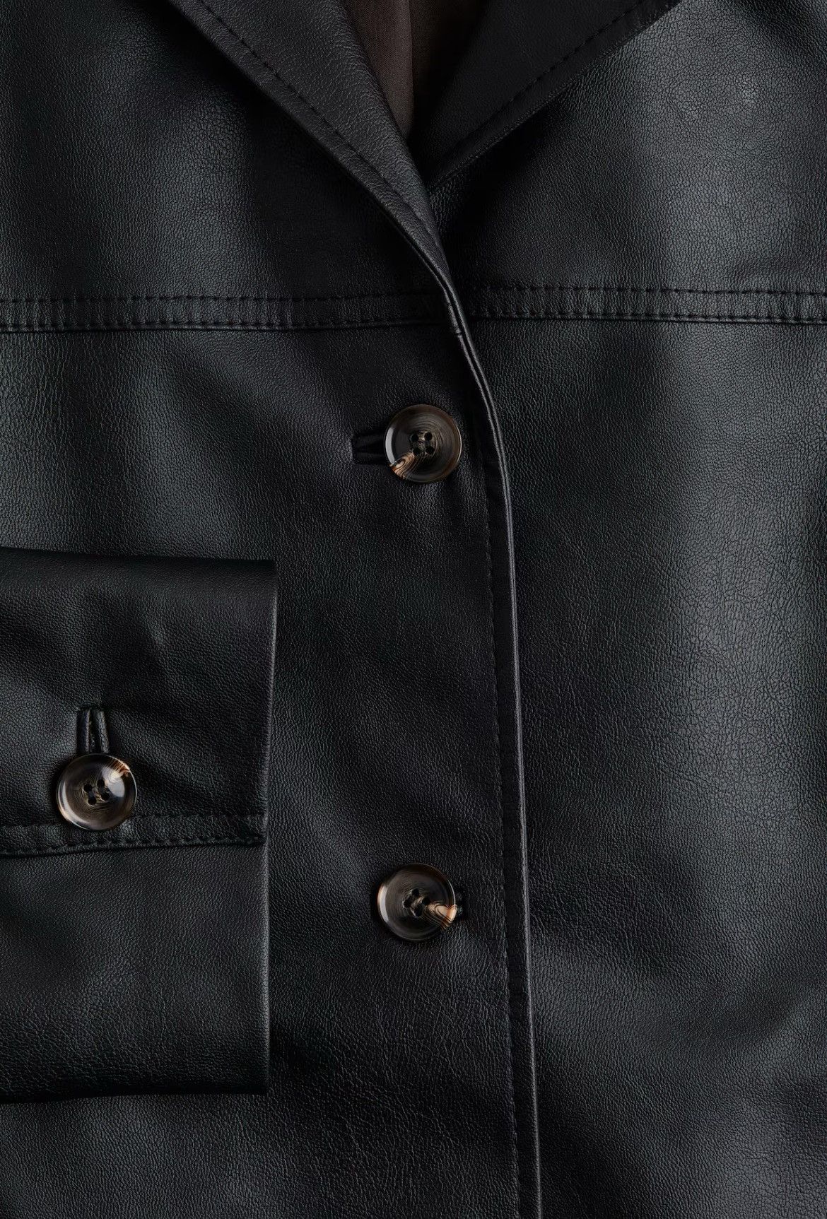 H&M H&M Black Coated Button Coat Size M / US 6-8 / IT 42-44 - 5 Thumbnail