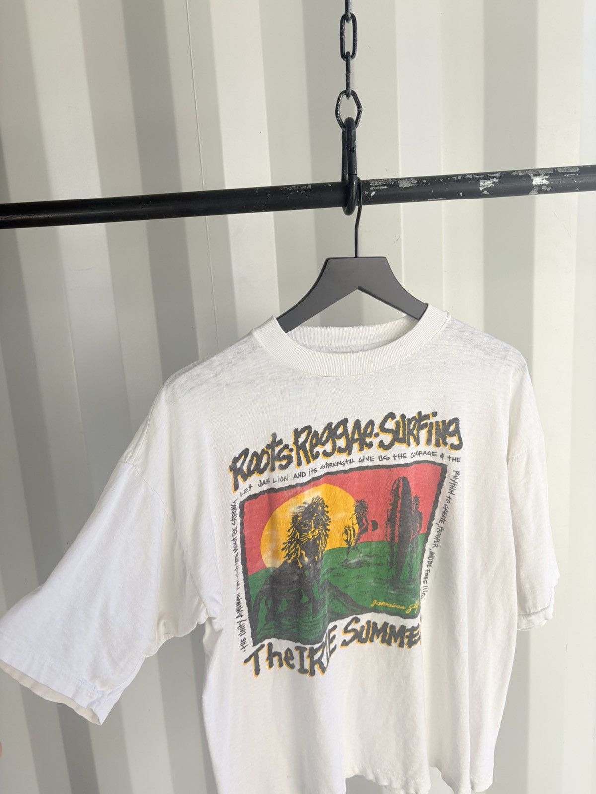 Vintage Thrashed The Irie Summer Faded Distressed Shirt GRUNGE Boxy Size US L / EU 52-54 / 3 - 4 Thumbnail