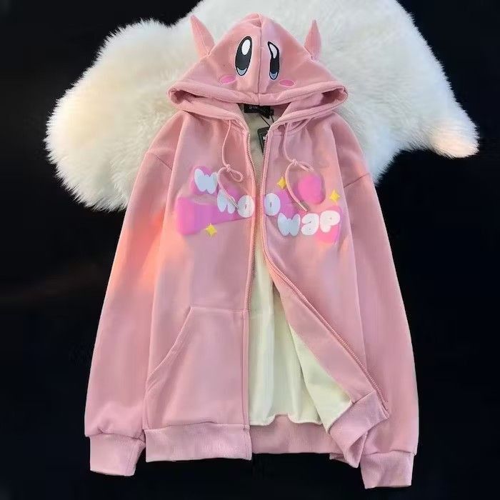 Pink Color Cute Hoodie KPOP Style